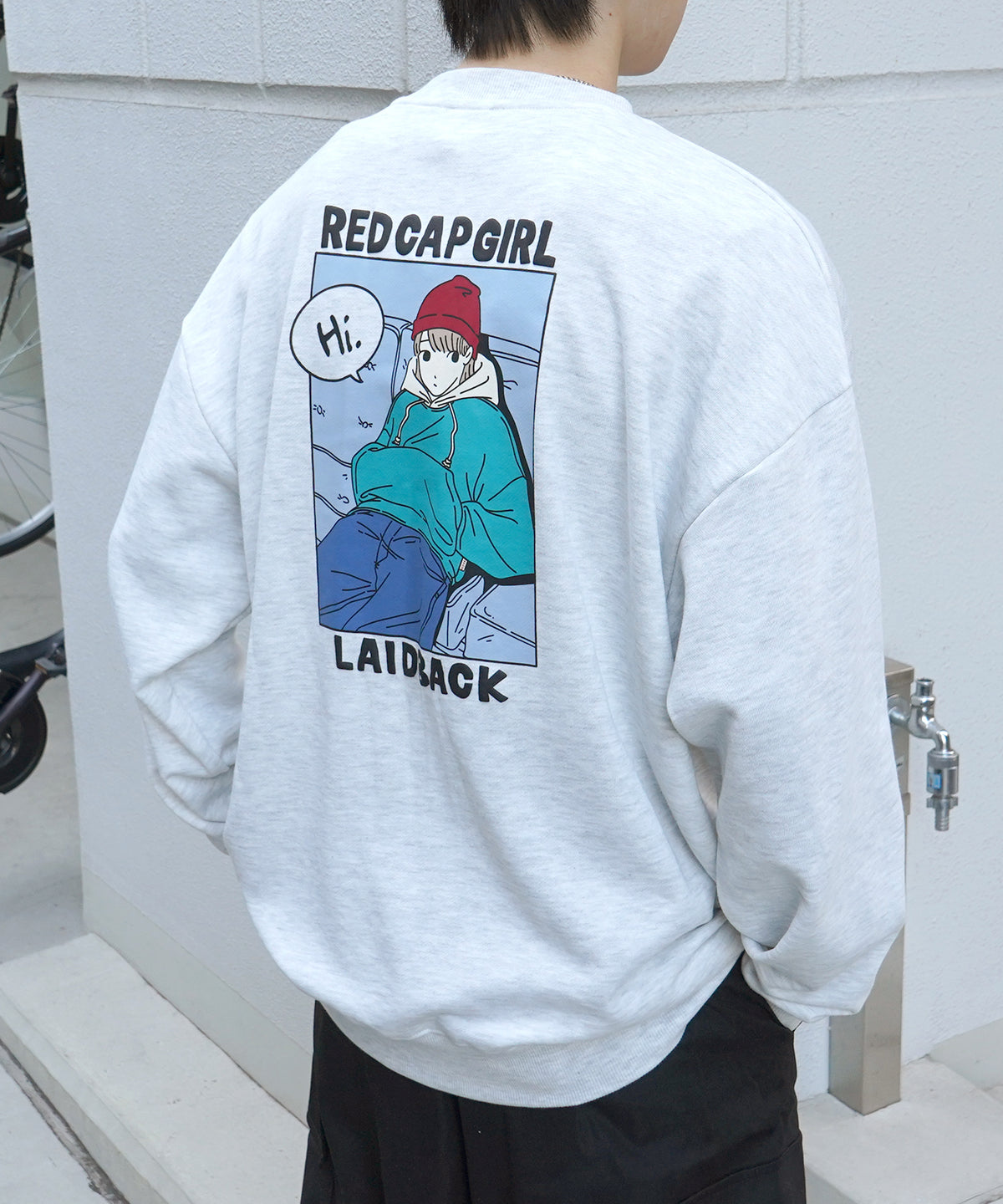 【RED CAP GIRL】25SS ビッグシルエット フロント発泡プリント プルオーバースウェット