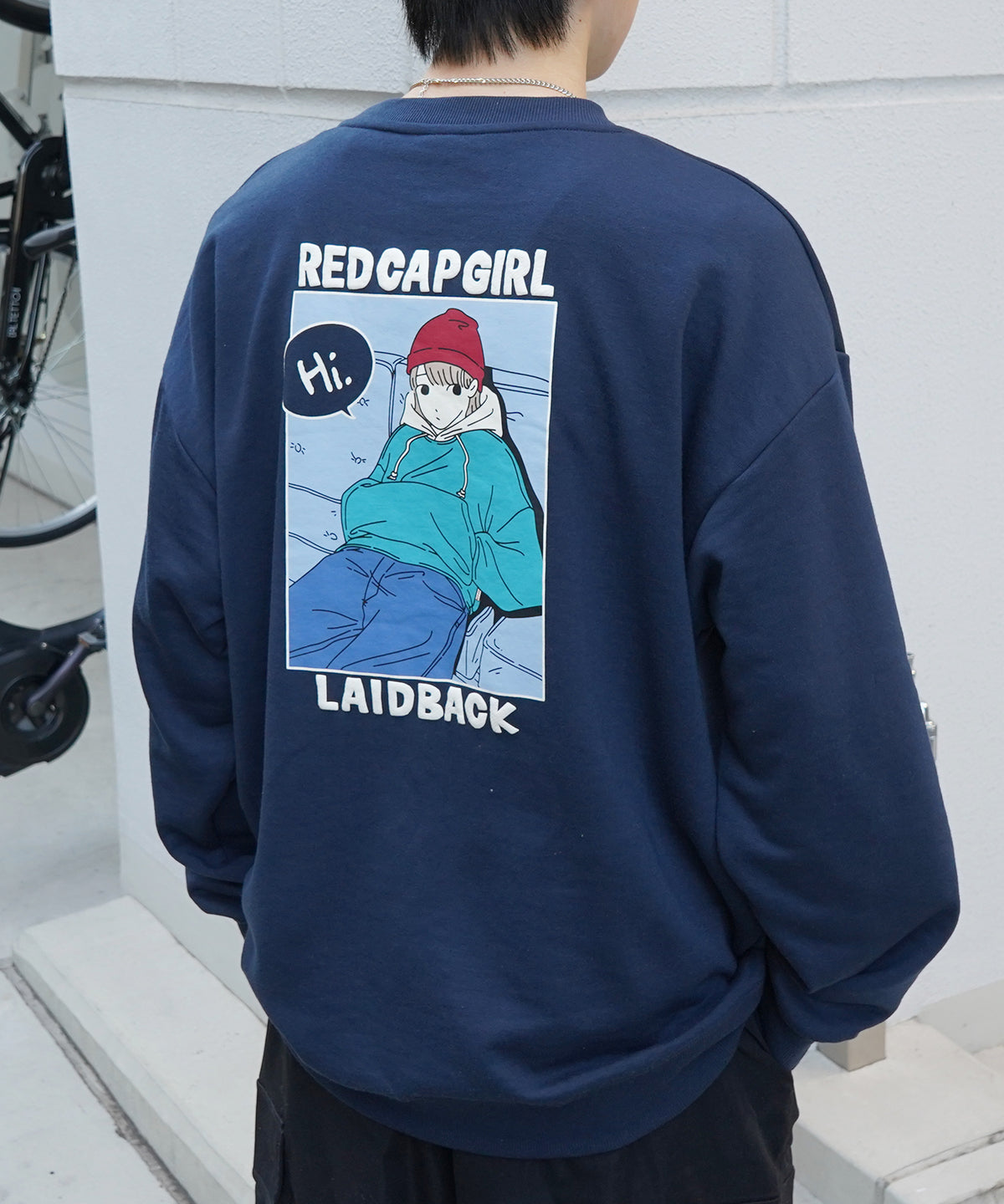 【RED CAP GIRL】25SS ビッグシルエット フロント発泡プリント プルオーバースウェット