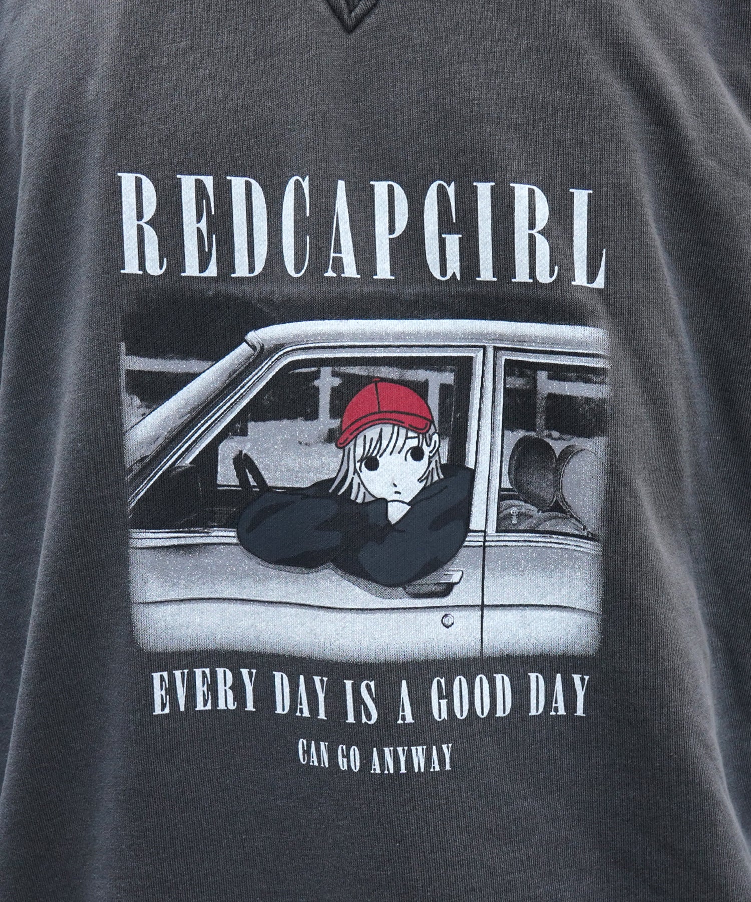 【RED CAP GIRL】24SS ビッグシルエット ピグメント加工 フロントイラストプリント プルオーバースウェット