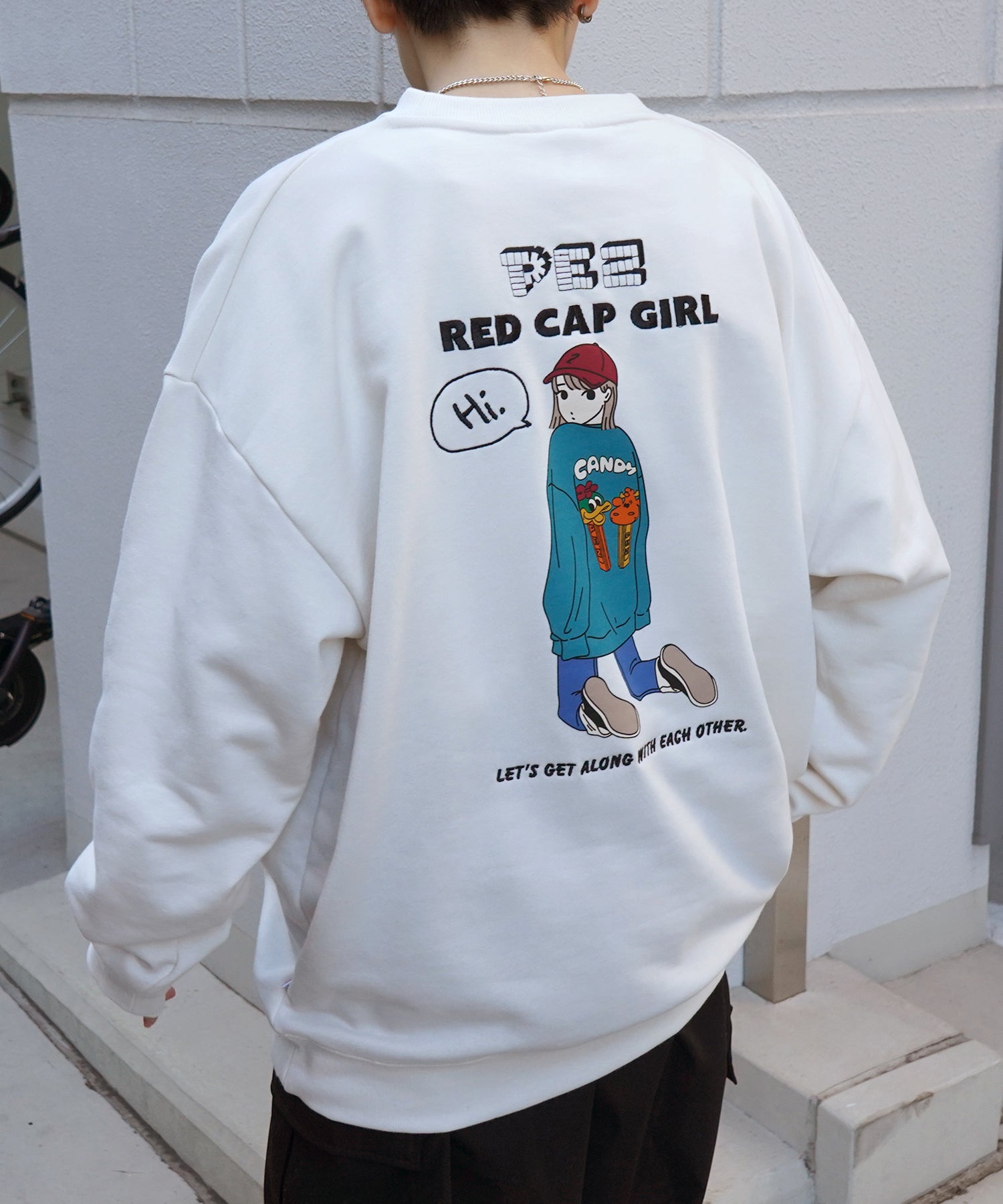 【PEZ × RED CAP GIRL】コラボ 25SS ビッグシルエット バックプリント刺繍 プルオーバースウェット