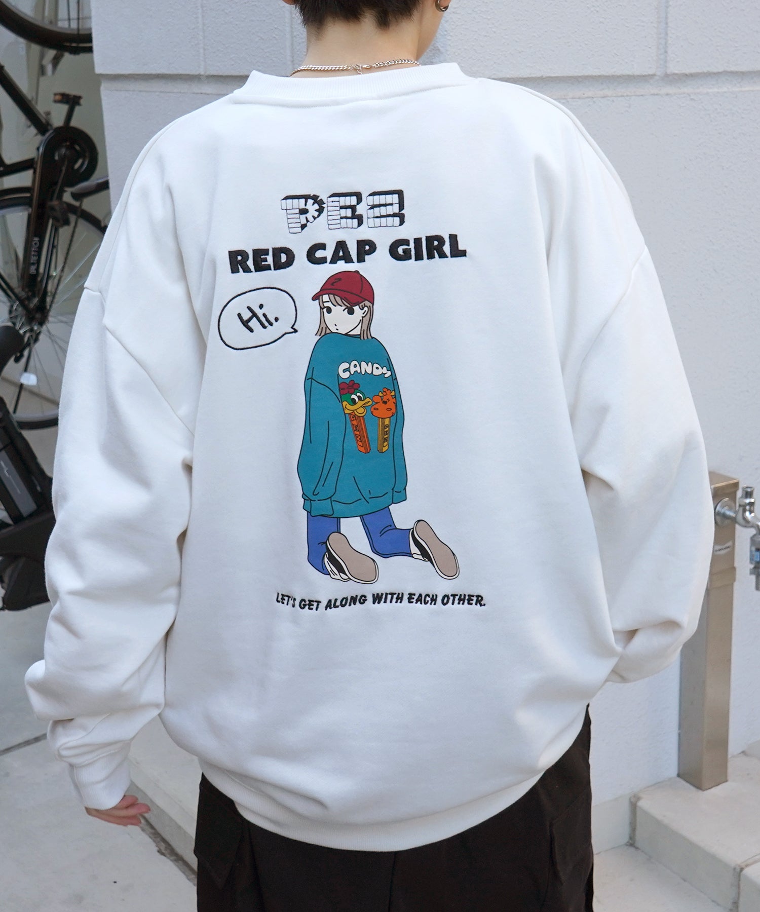 【PEZ × RED CAP GIRL】コラボ 25SS ビッグシルエット バックプリント刺繍 プルオーバースウェット