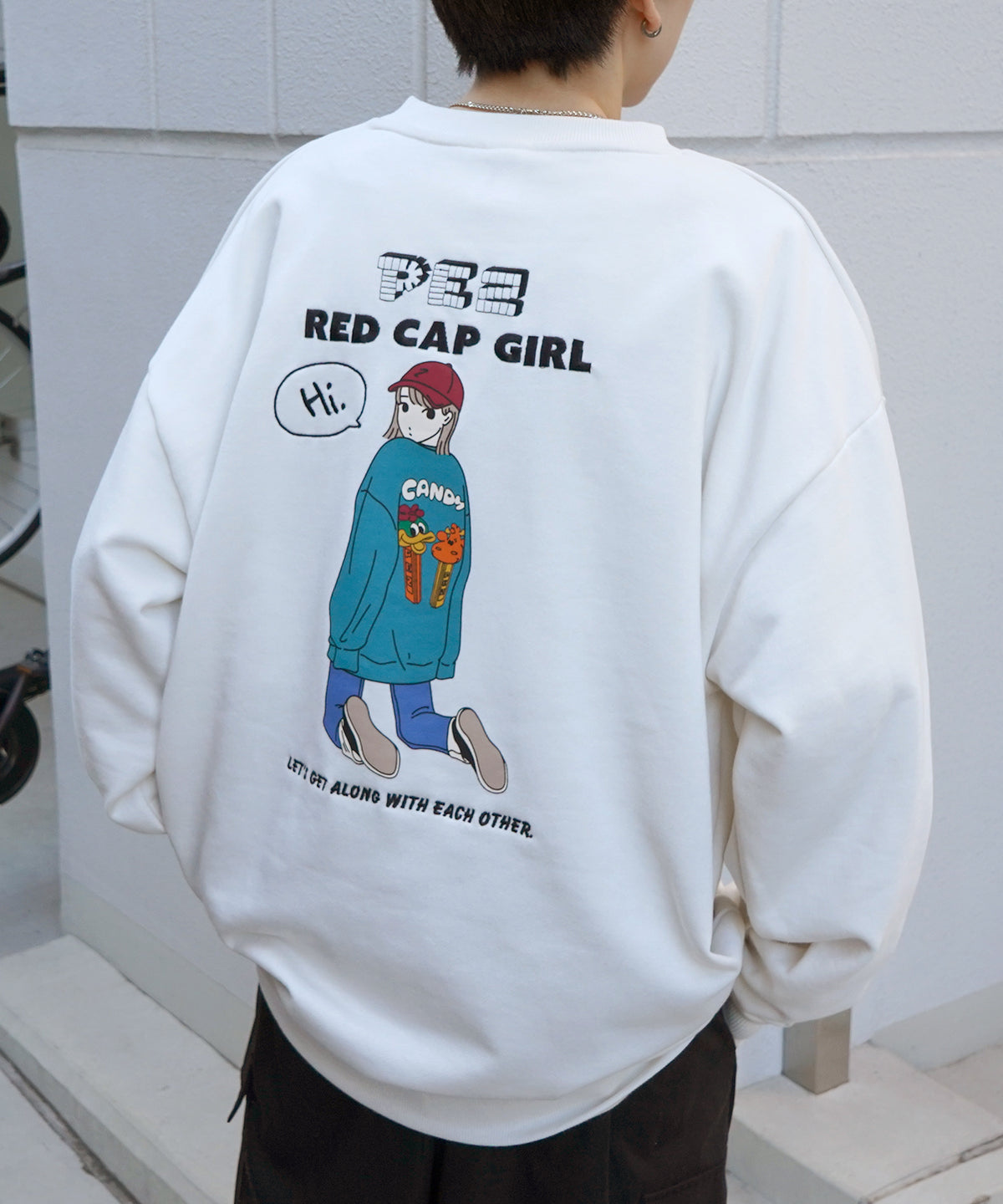 【PEZ × RED CAP GIRL】コラボ 25SS ビッグシルエット バックプリント刺繍 プルオーバースウェット