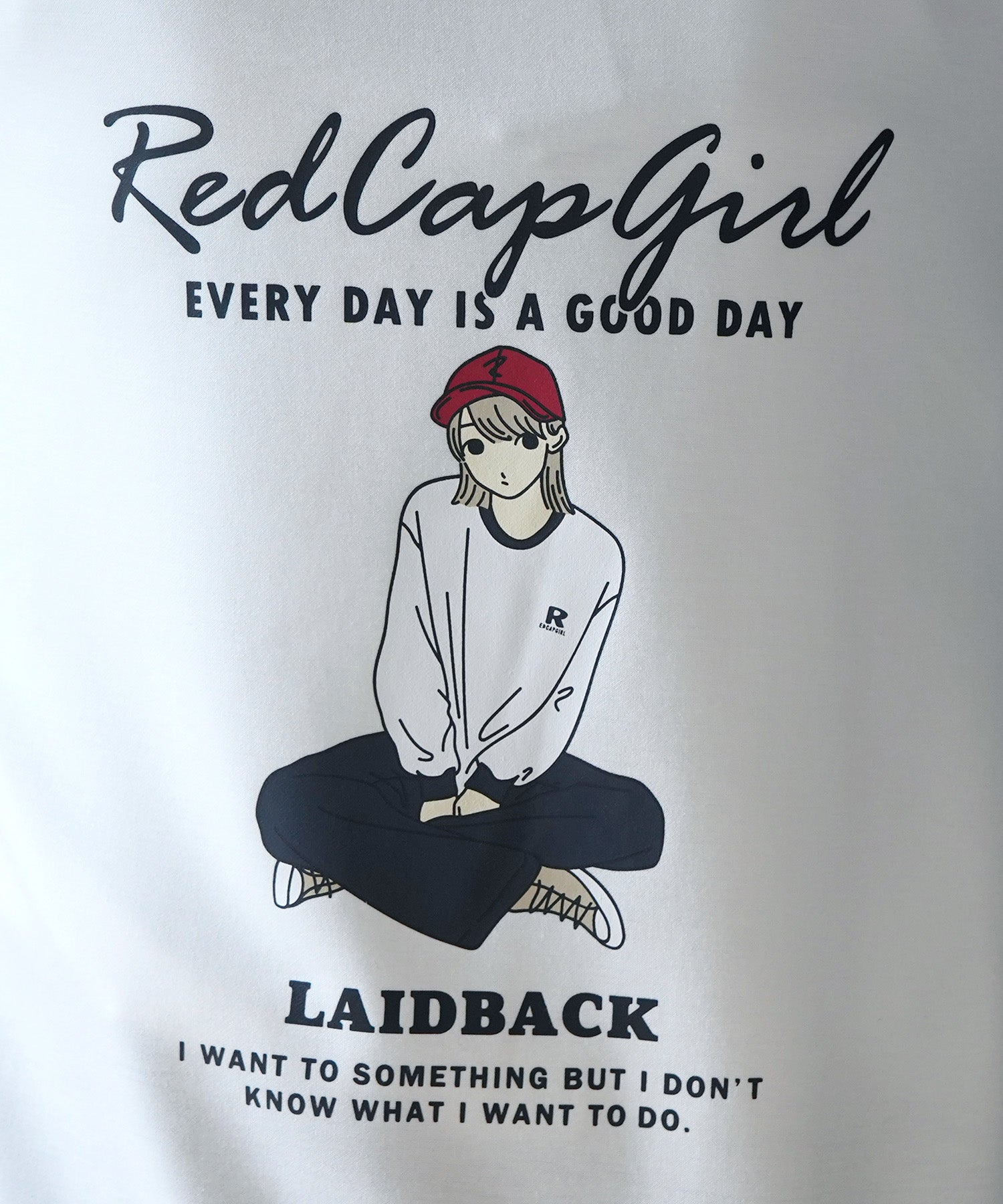 【RED CAP GIRL】24SS ビッグシルエット とろみポンチ 落ち感ドレープ 配色フード バックプリント ダンボールニットプルオーバーパーカー