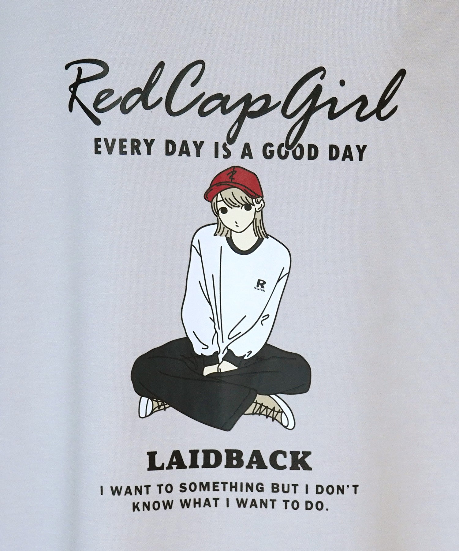 【RED CAP GIRL】24SS ビッグシルエット とろみポンチ 落ち感ドレープ 配色フード バックプリント ダンボールニットプルオーバーパーカー
