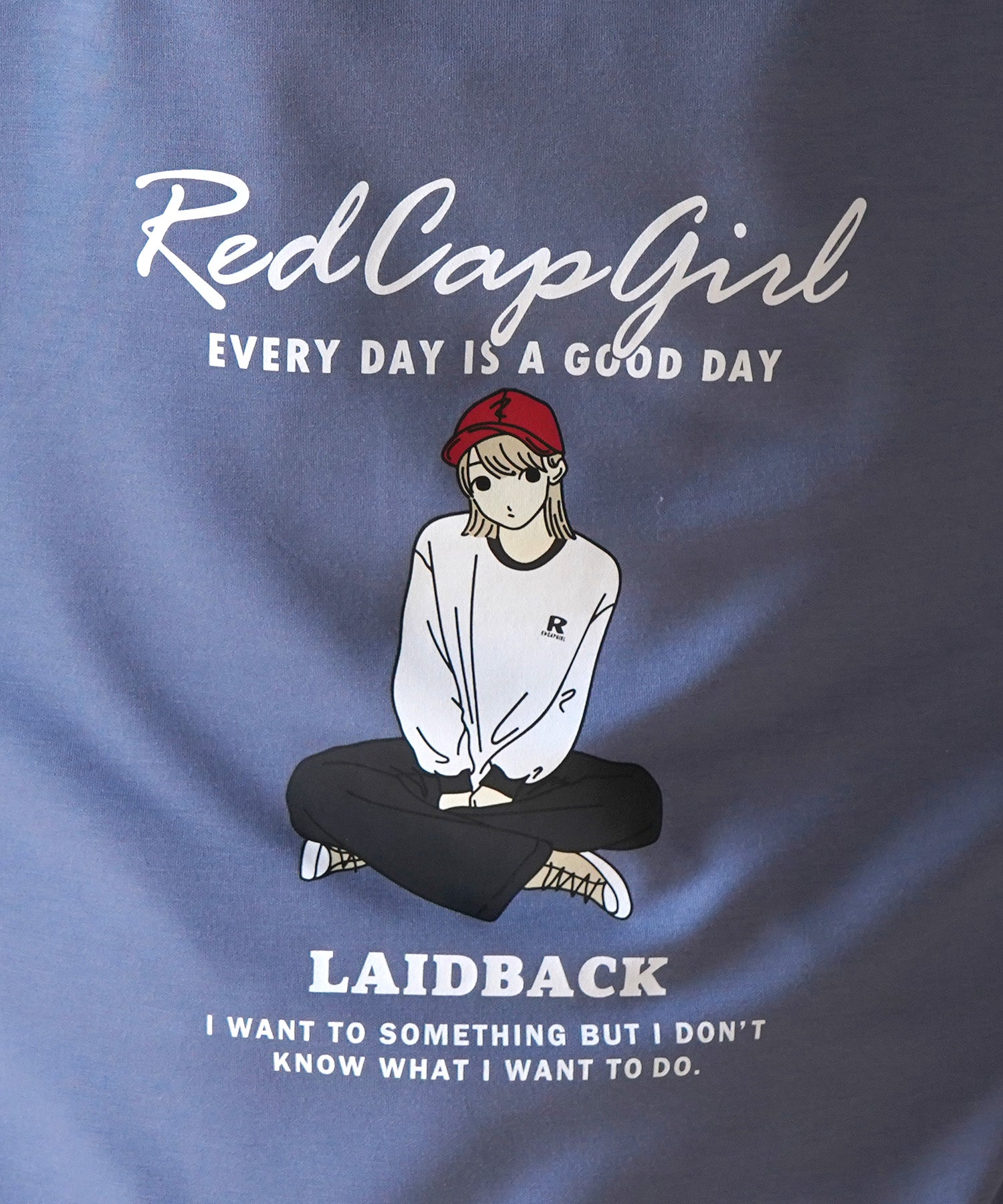 【RED CAP GIRL】24SS ビッグシルエット とろみポンチ 落ち感ドレープ 配色フード バックプリント ダンボールニットプルオーバーパーカー