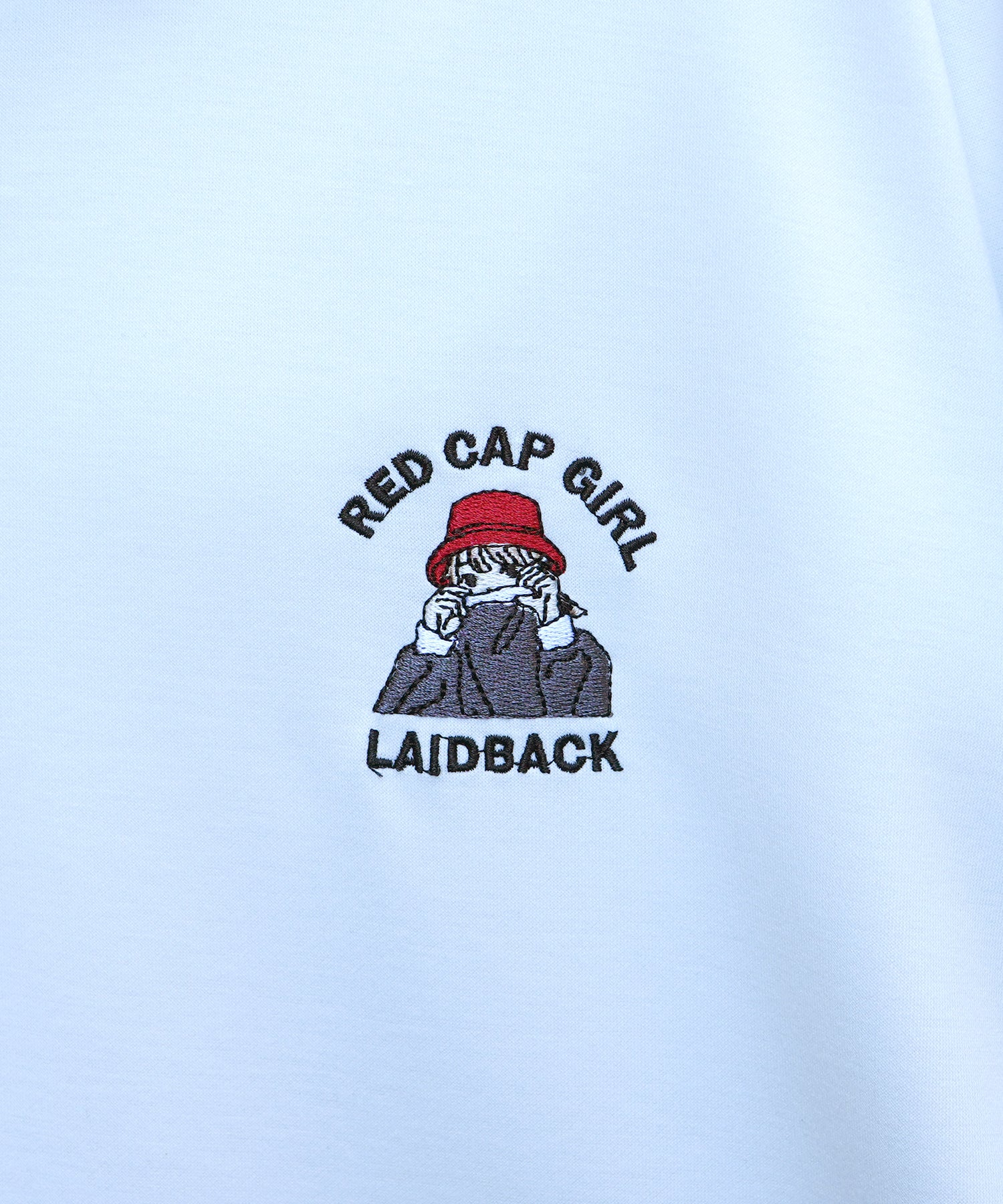 【RED CAP GIRL】25SS ビッグシルエット ドレープとろみ ダンボールニット ワンポイント刺繍ポンチハーフジップ