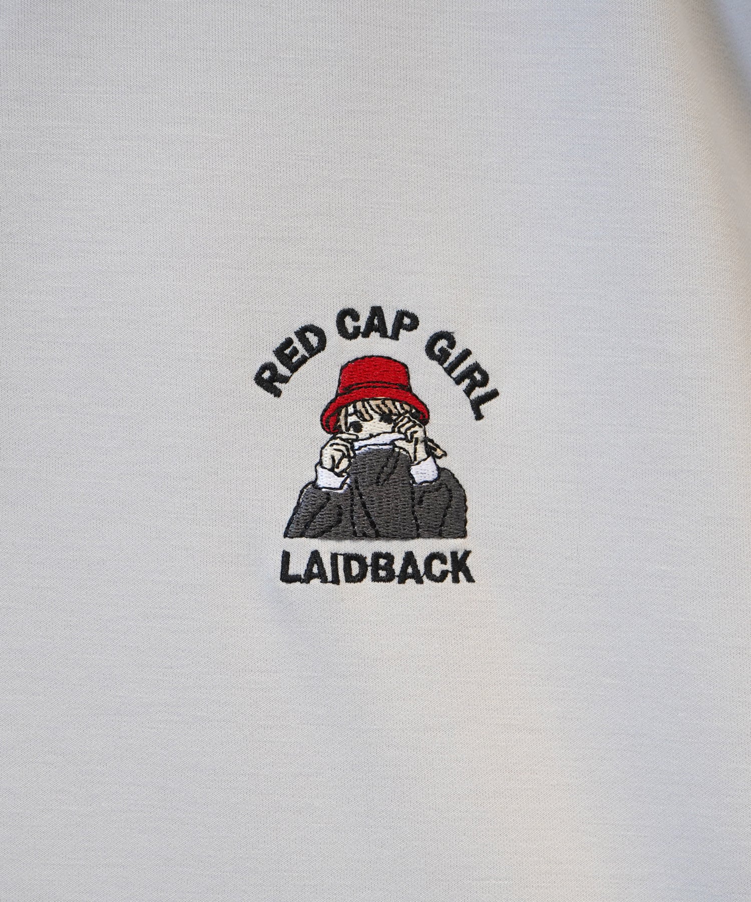 【RED CAP GIRL】25SS ビッグシルエット ドレープとろみ ダンボールニット ワンポイント刺繍ポンチハーフジップ