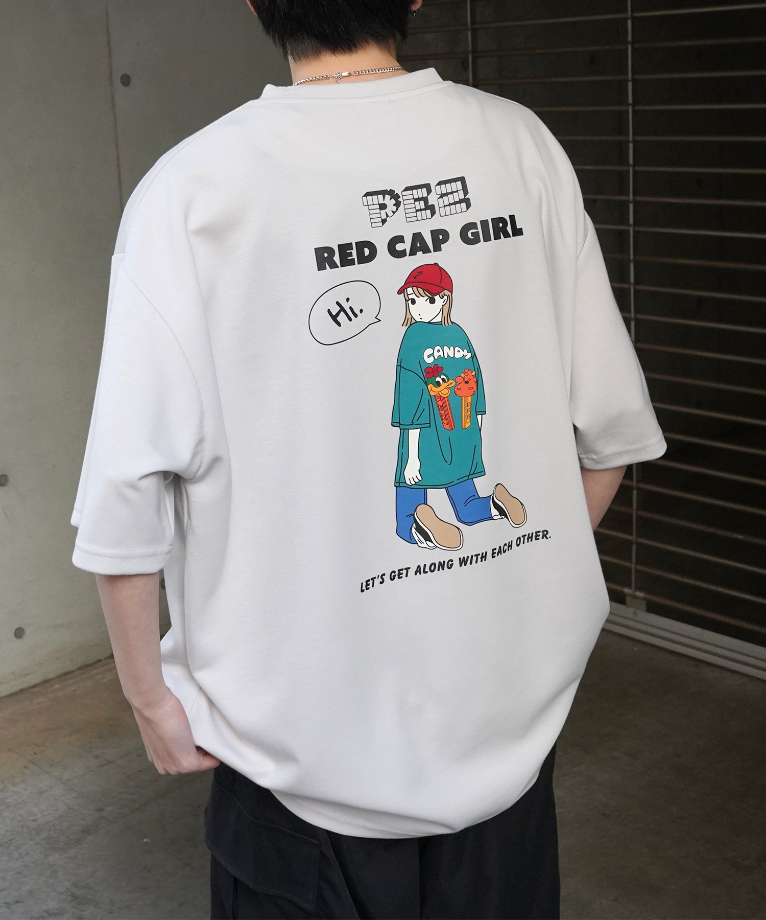 【RED CAP GIRL × PEZ】25SS RCG×PEZコラボ バックプリント ドレープとろみ ビッグシルエットポンチTシャツ