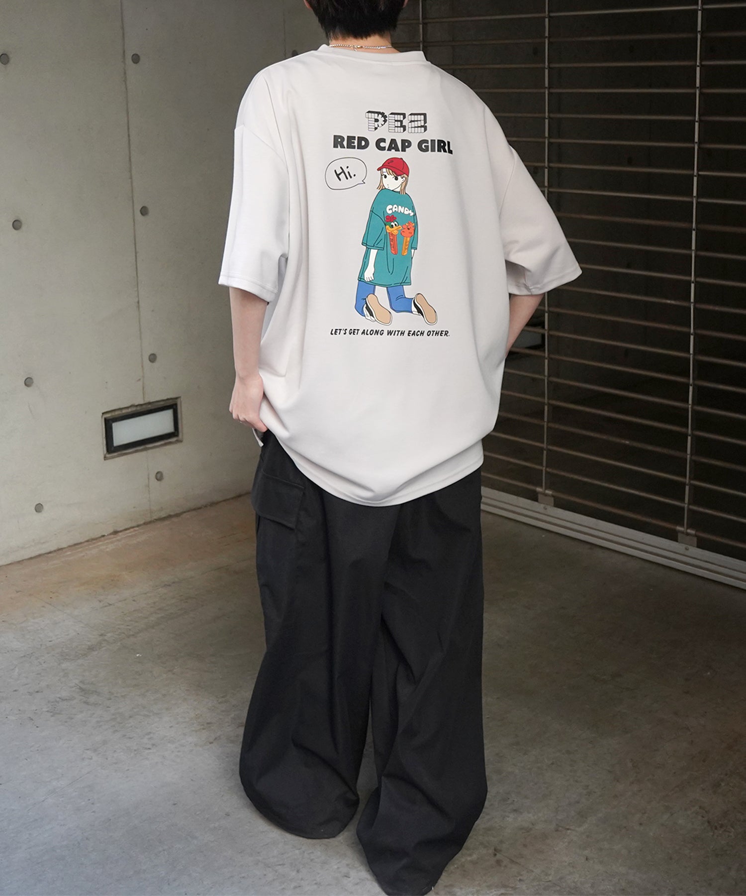 【RED CAP GIRL × PEZ】25SS RCG×PEZコラボ バックプリント ドレープとろみ ビッグシルエットポンチTシャツ