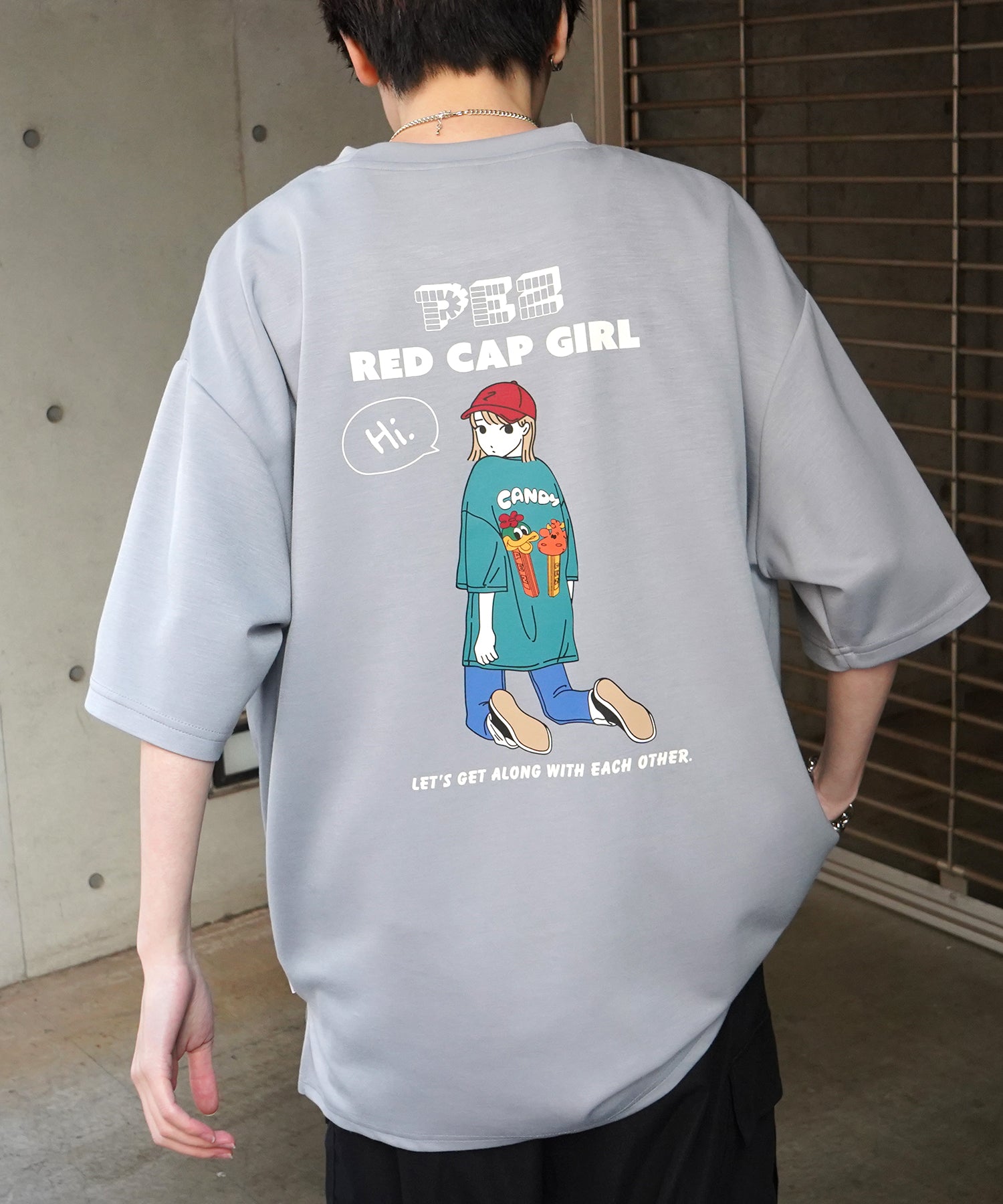 【RED CAP GIRL × PEZ】25SS RCG×PEZコラボ バックプリント ドレープとろみ ビッグシルエットポンチTシャツ