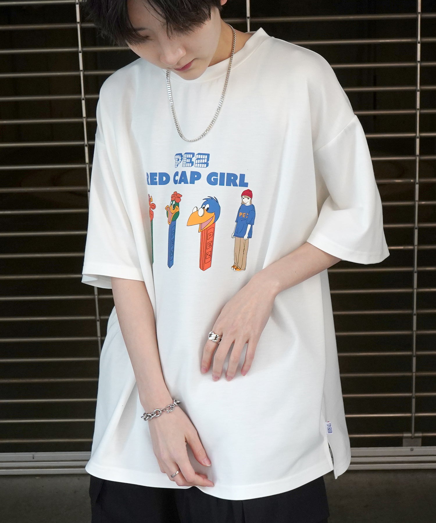 【RED CAP GIRL × PEZ】25SS RCG×PEZコラボ フロントプリント ドレープとろみ ビッグシルエットポンチTシャツ
