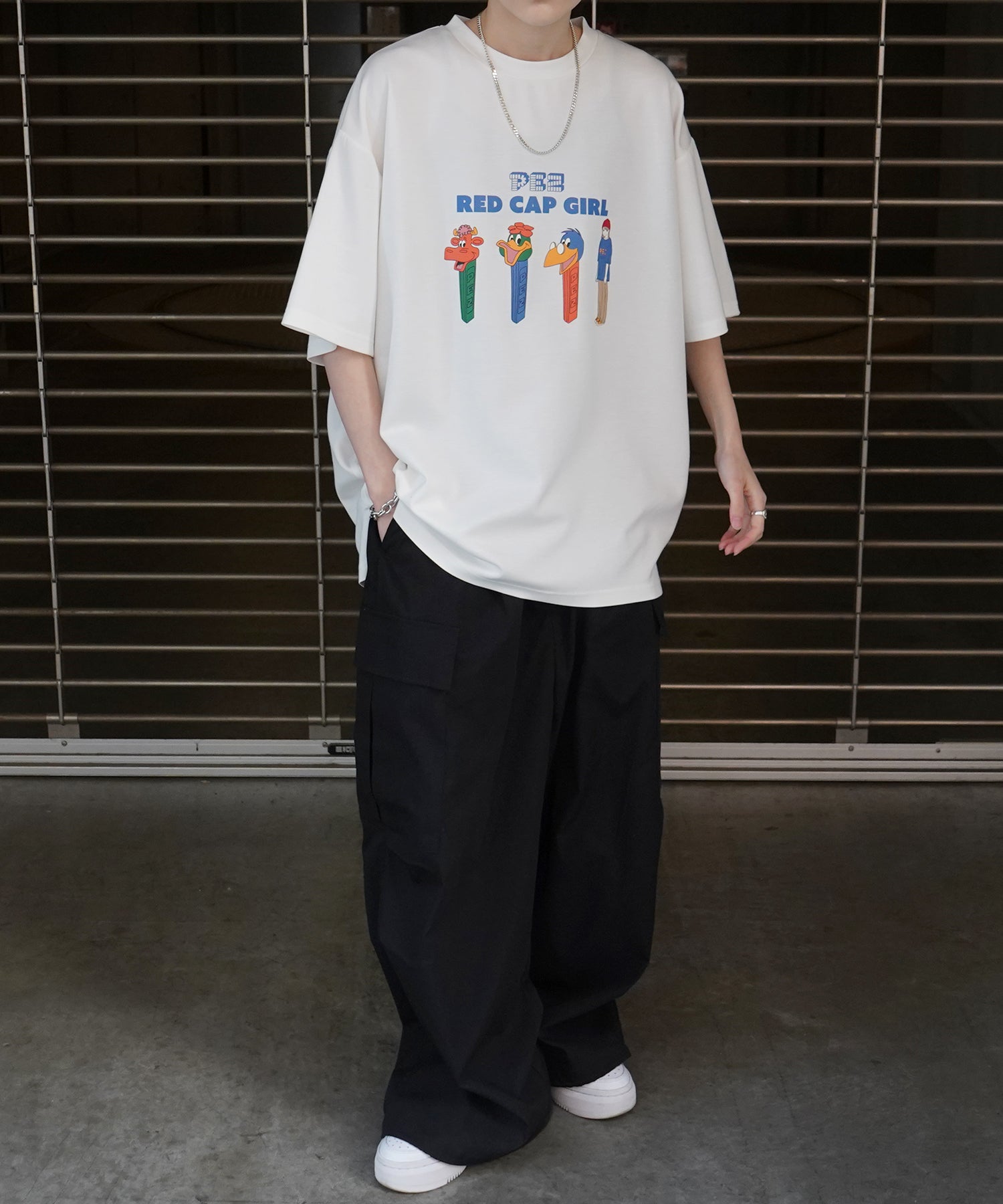 【RED CAP GIRL × PEZ】25SS RCG×PEZコラボ フロントプリント ドレープとろみ ビッグシルエットポンチTシャツ