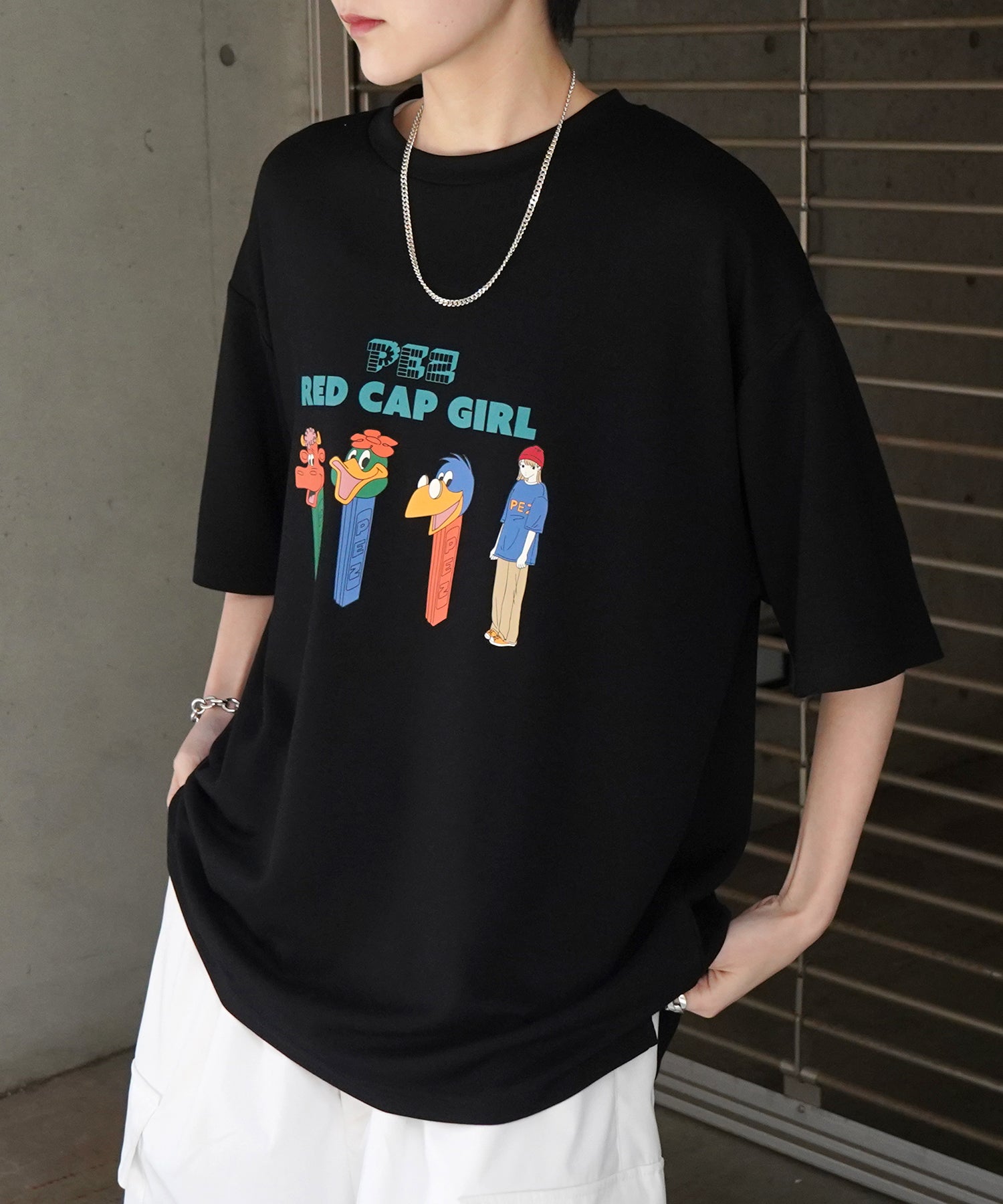 【RED CAP GIRL × PEZ】25SS RCG×PEZコラボ フロントプリント ドレープとろみ ビッグシルエットポンチTシャツ
