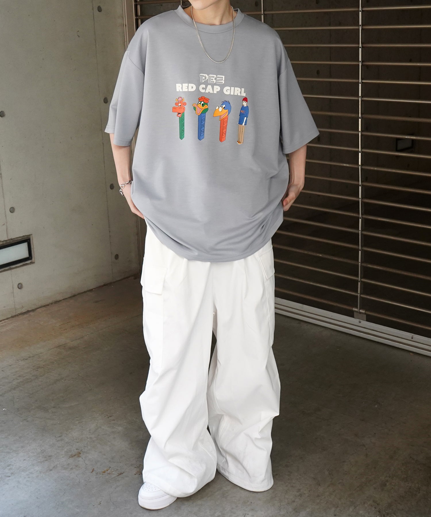 【RED CAP GIRL × PEZ】25SS RCG×PEZコラボ フロントプリント ドレープとろみ ビッグシルエットポンチTシャツ