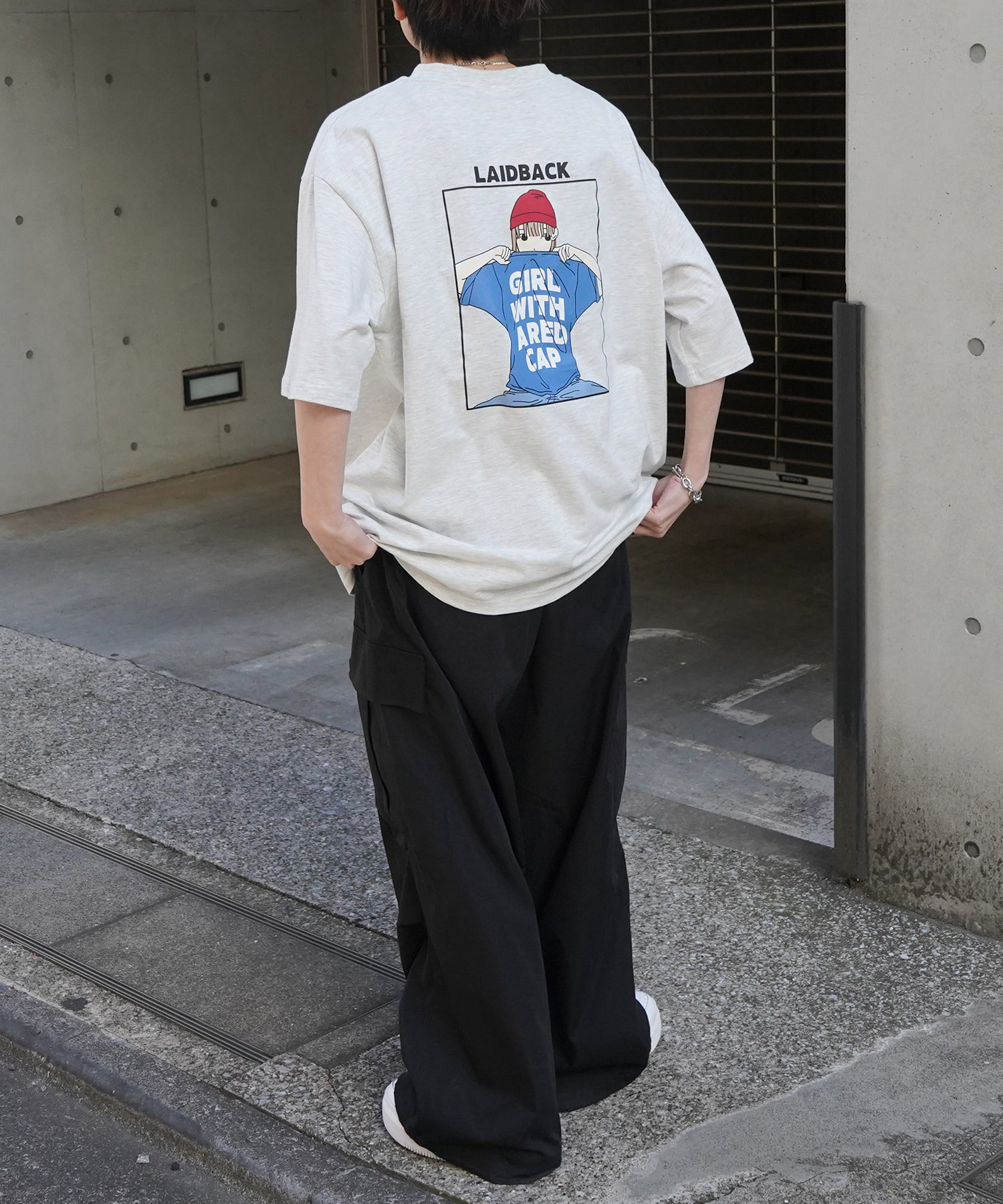 25SS【RED CAP GIRL】バックプリント ビッグシルエット半袖Tシャツ