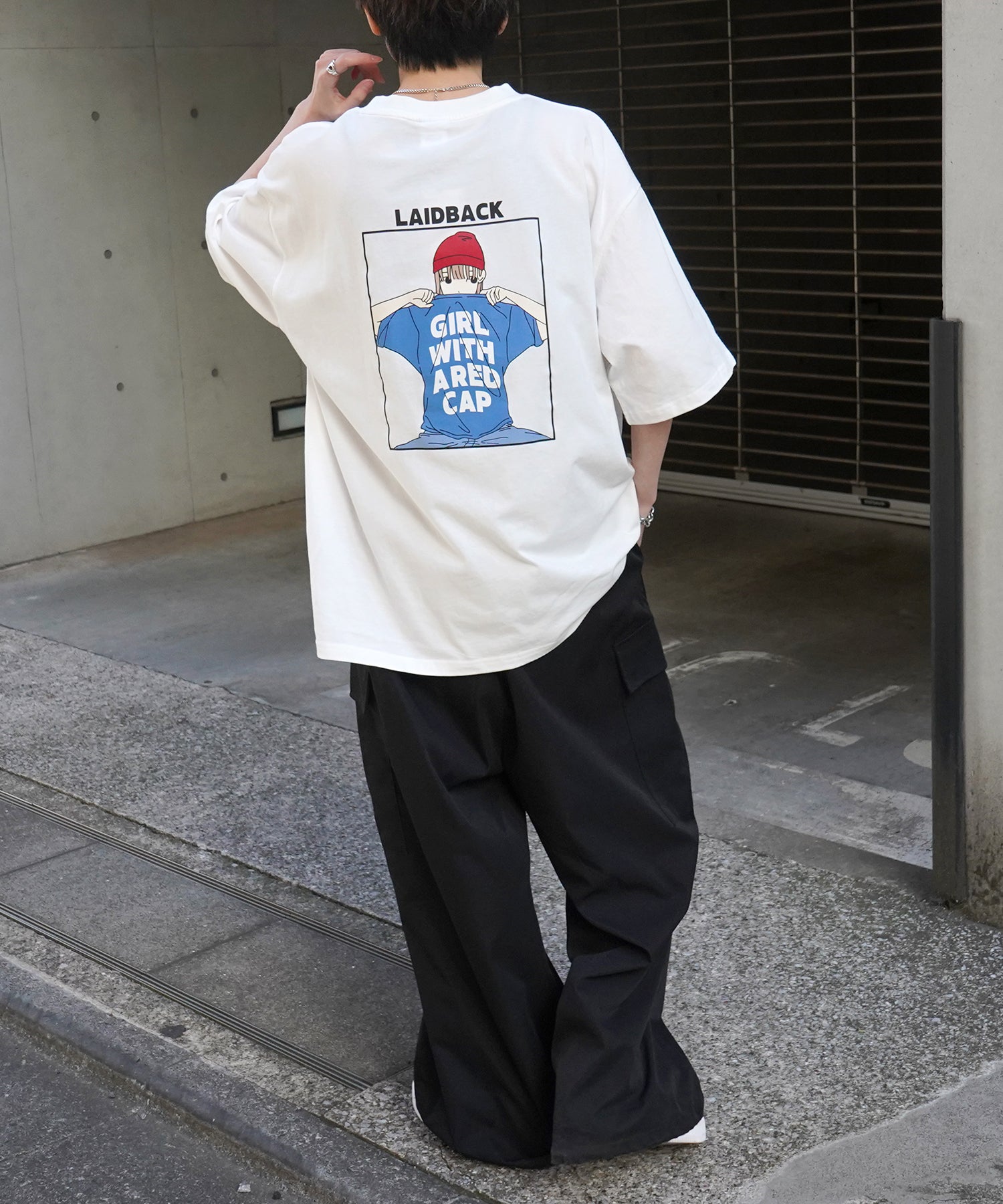 25SS【RED CAP GIRL】バックプリント ビッグシルエット半袖Tシャツ