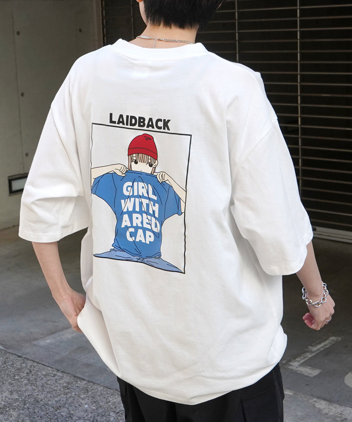 25SS【RED CAP GIRL】バックプリント ビッグシルエット半袖Tシャツ