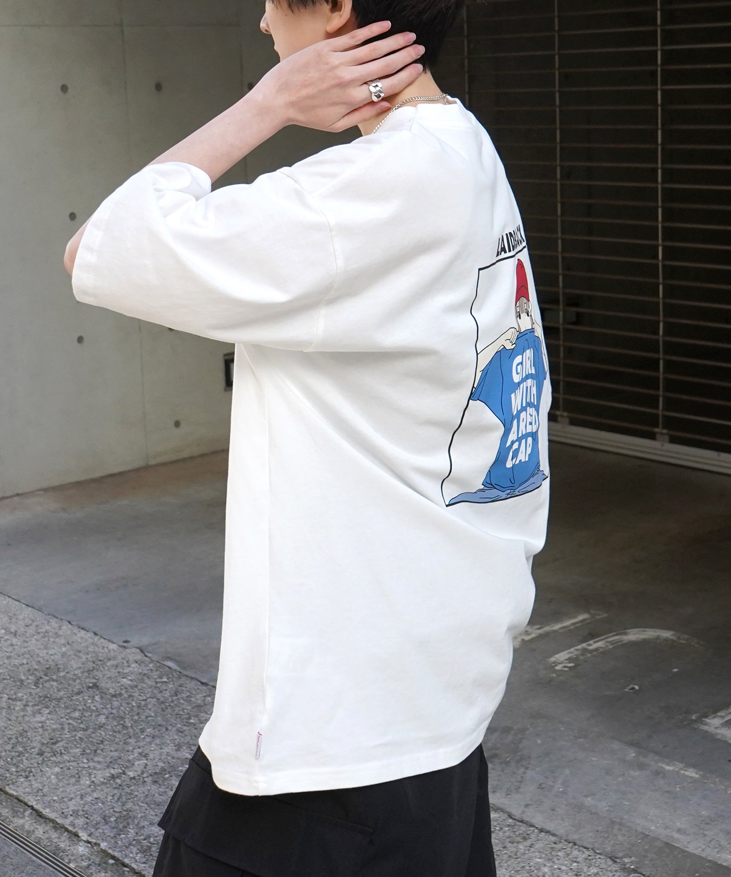 25SS【RED CAP GIRL】バックプリント ビッグシルエット半袖Tシャツ