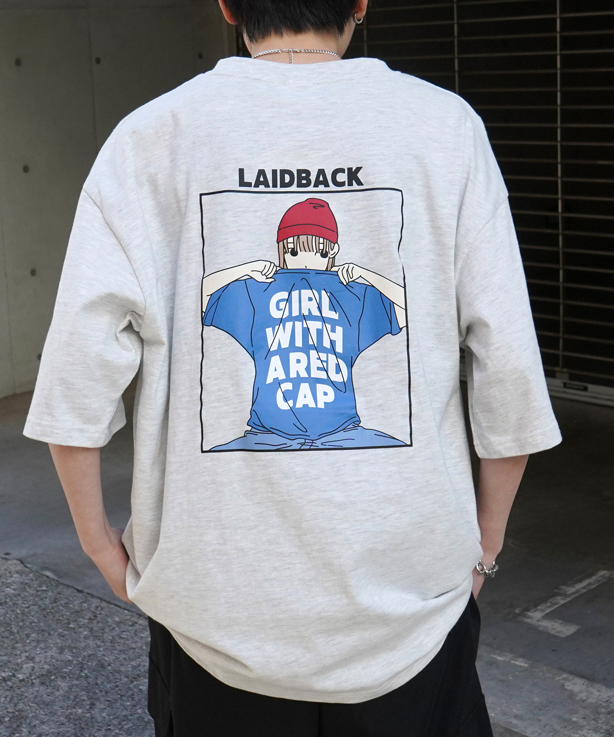 25SS【RED CAP GIRL】バックプリント ビッグシルエット半袖Tシャツ