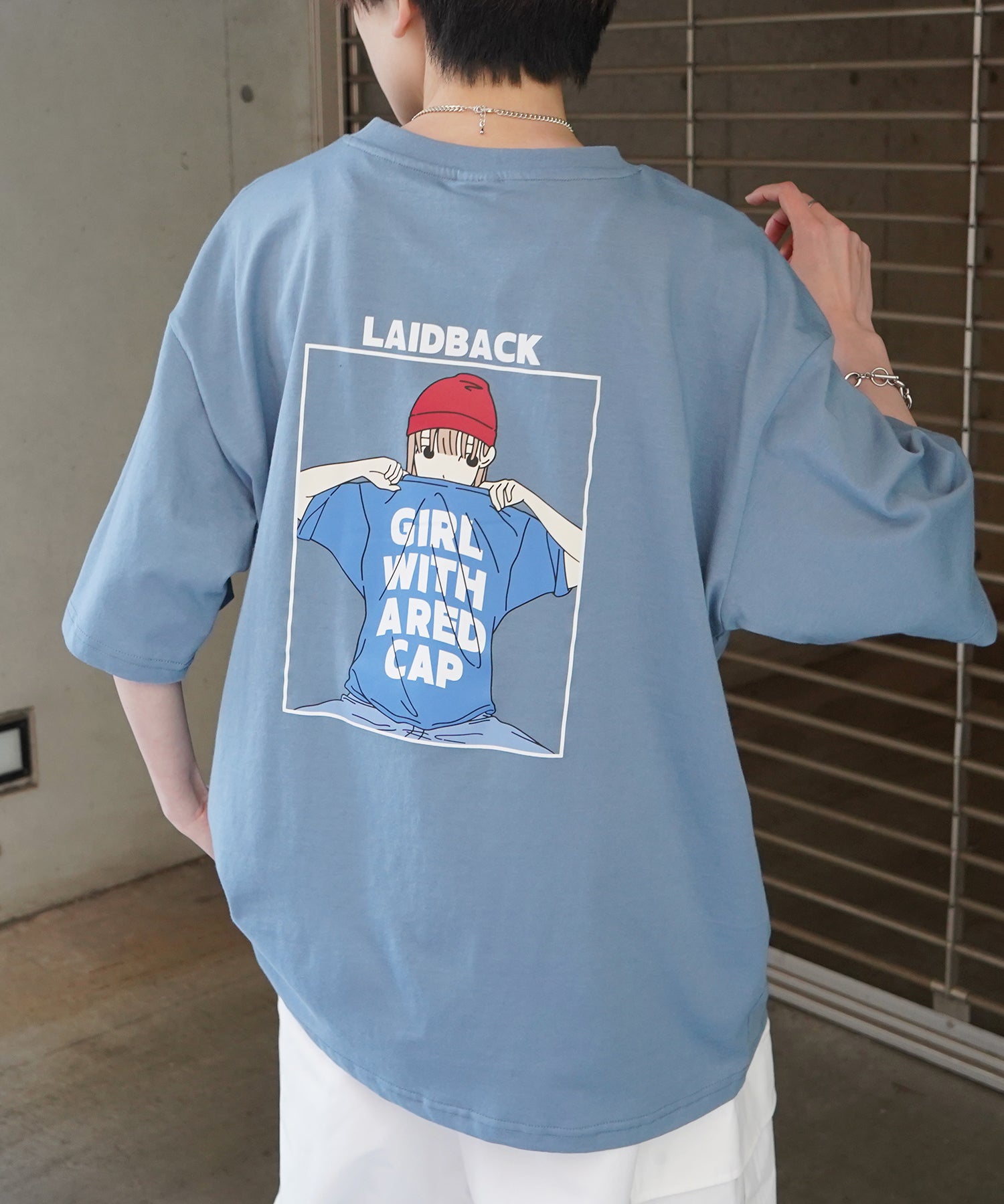 25SS【RED CAP GIRL】バックプリント ビッグシルエット半袖Tシャツ