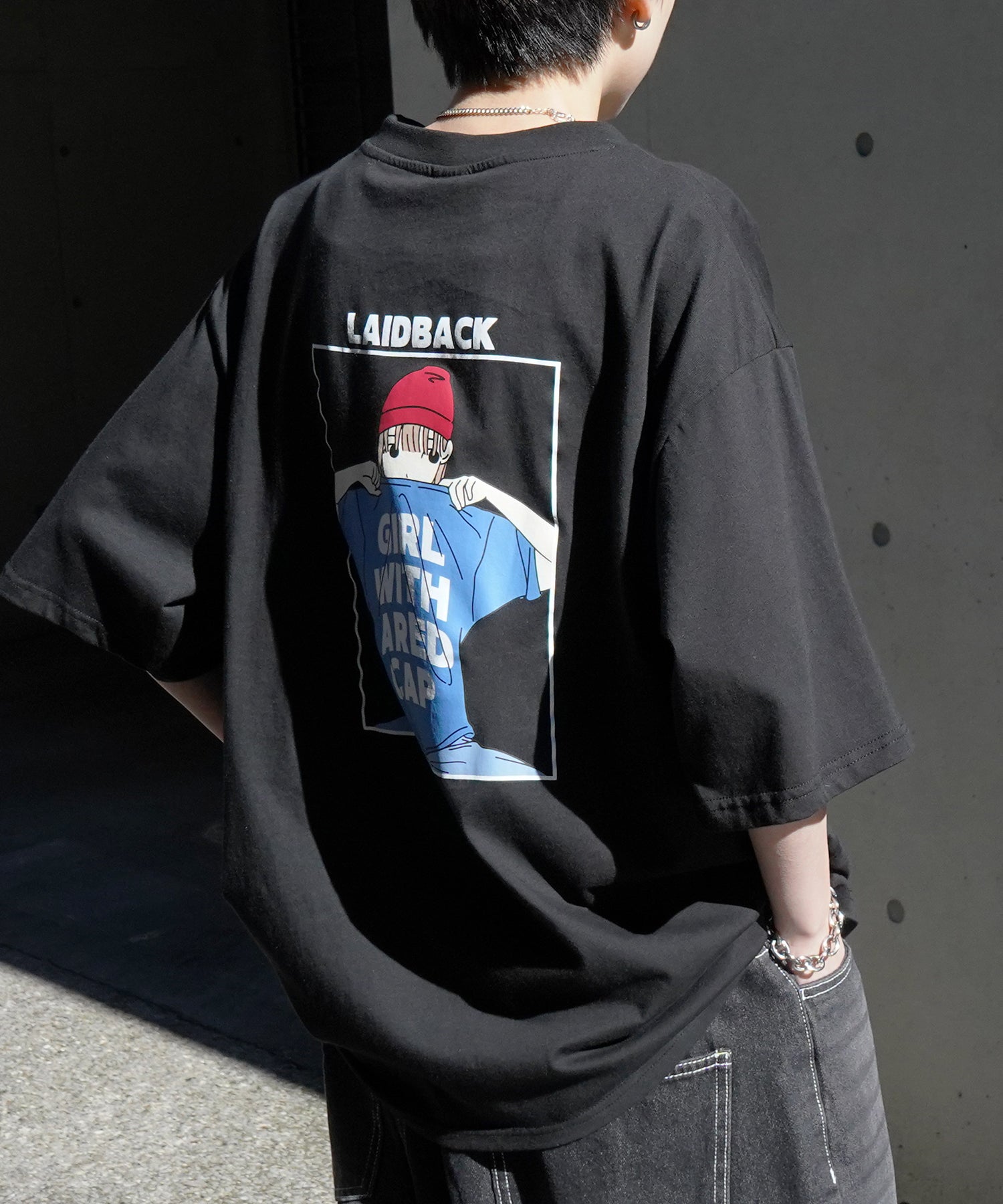 25SS【RED CAP GIRL】バックプリント ビッグシルエット半袖Tシャツ