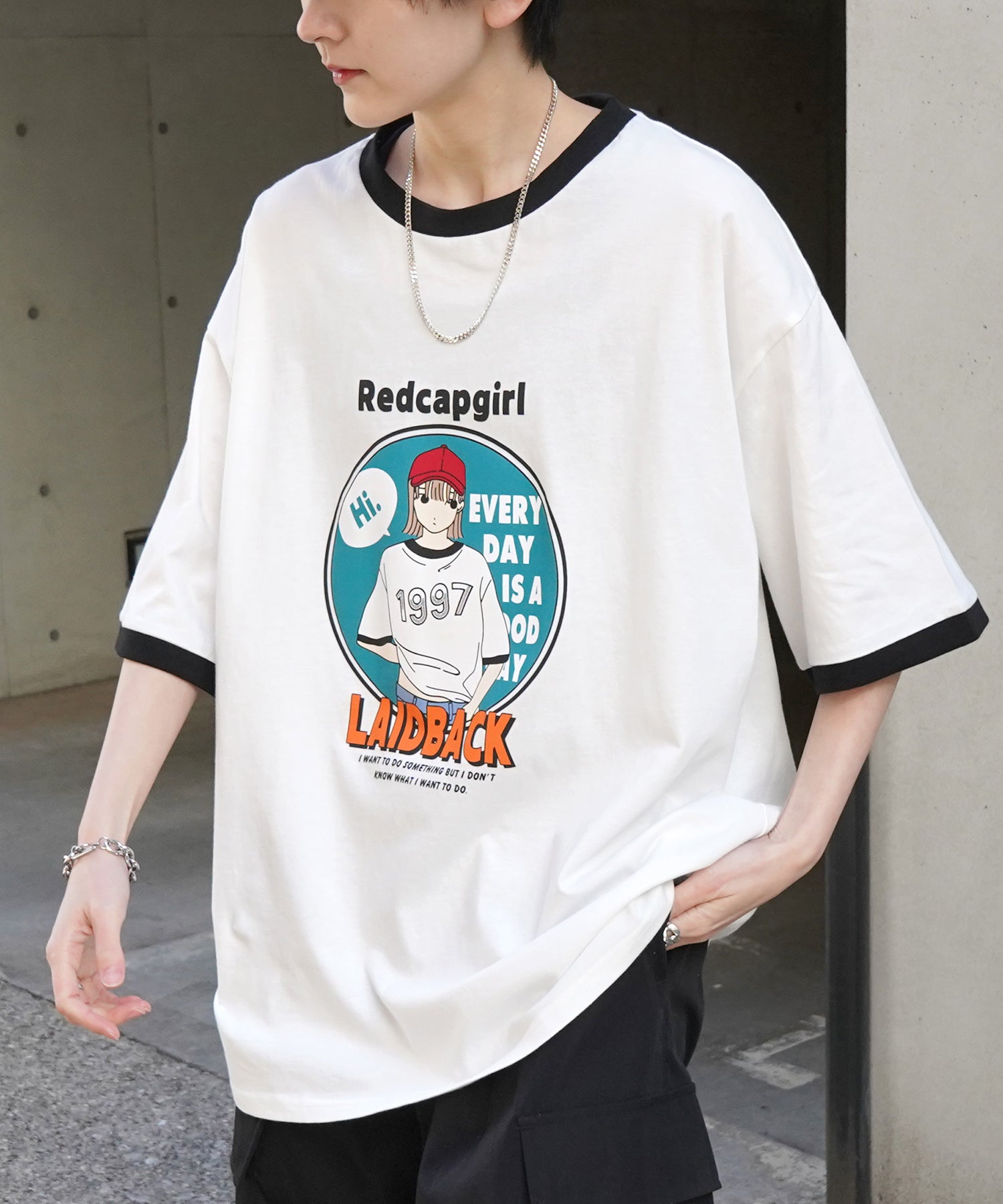 25SS【RED CAP GIRL】リンガー ビッグシルエット 半袖Tシャツ