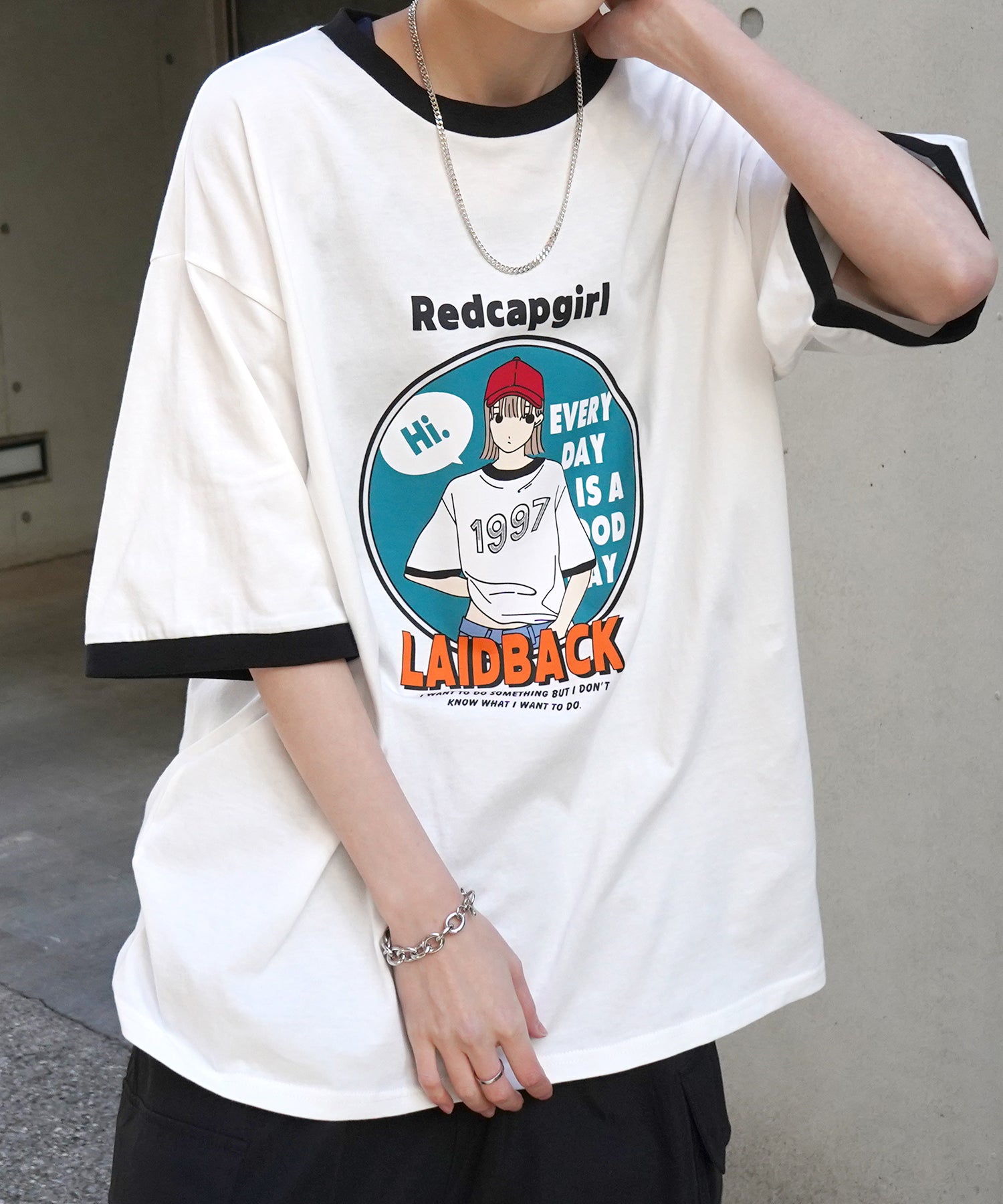 25SS【RED CAP GIRL】リンガー ビッグシルエット 半袖Tシャツ
