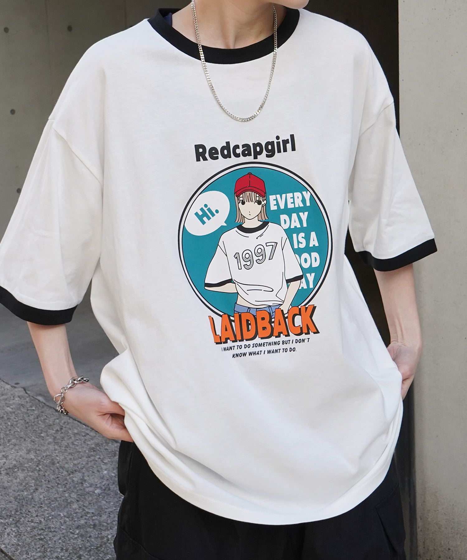 25SS【RED CAP GIRL】リンガー ビッグシルエット 半袖Tシャツ