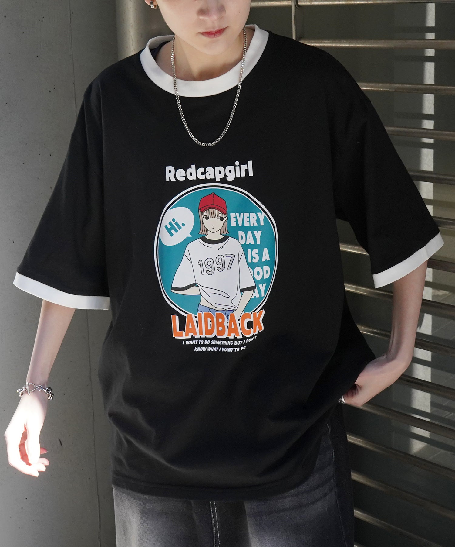 25SS【RED CAP GIRL】リンガー ビッグシルエット 半袖Tシャツ