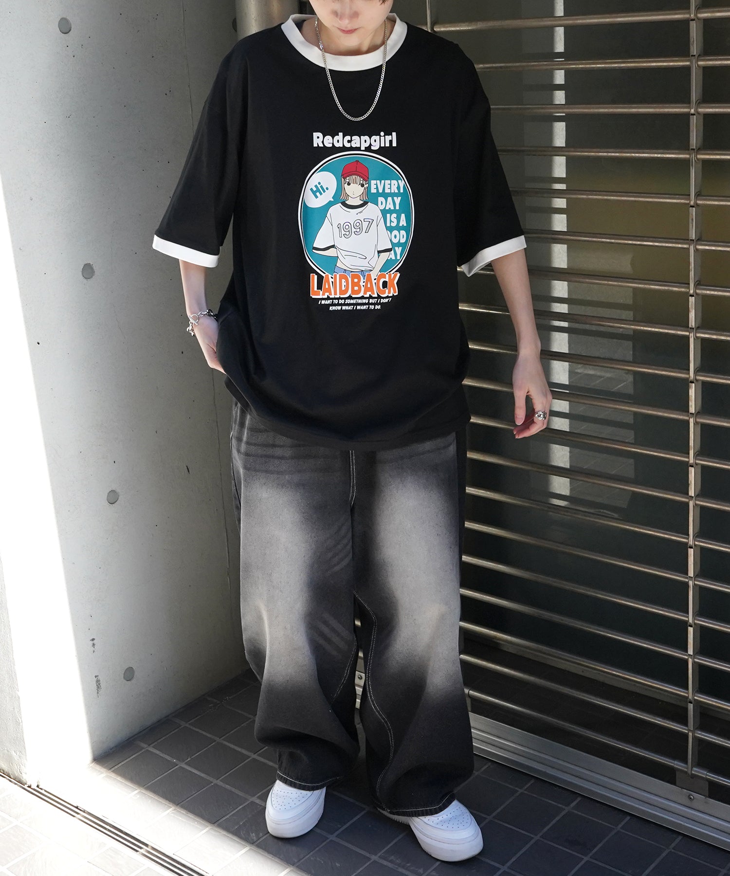 25SS【RED CAP GIRL】リンガー ビッグシルエット 半袖Tシャツ