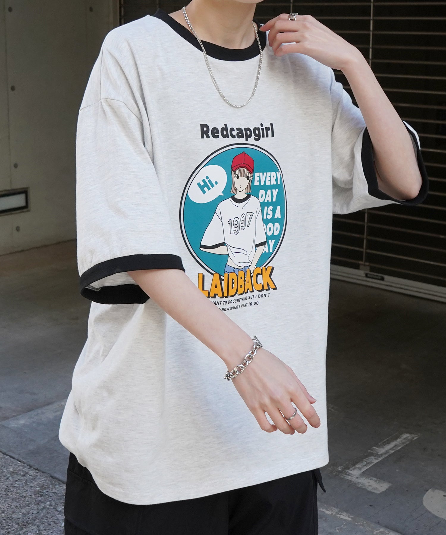 25SS【RED CAP GIRL】リンガー ビッグシルエット 半袖Tシャツ