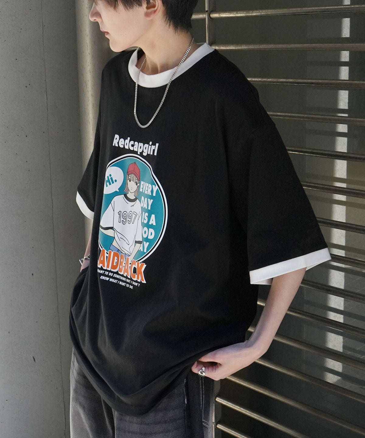 25SS【RED CAP GIRL】リンガー ビッグシルエット 半袖Tシャツ