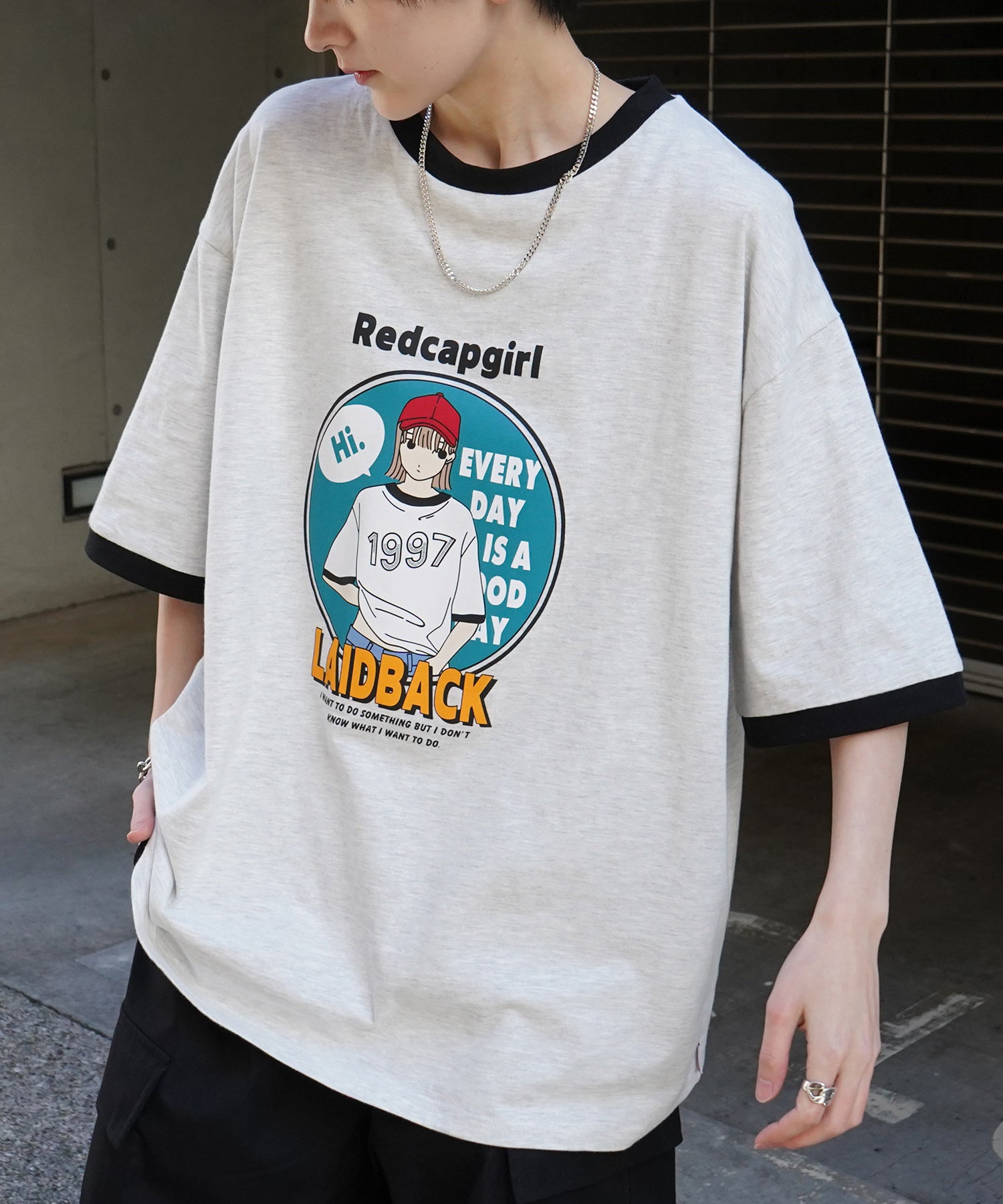 25SS【RED CAP GIRL】リンガー ビッグシルエット 半袖Tシャツ