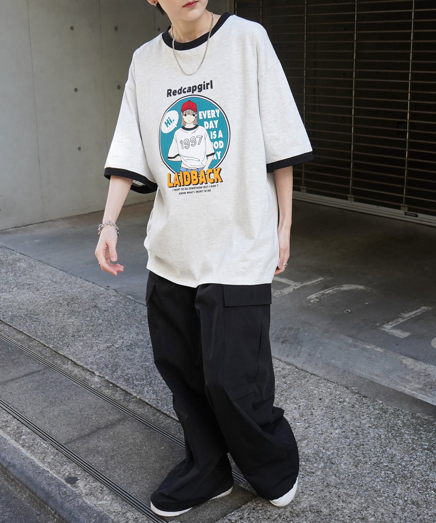 25SS【RED CAP GIRL】リンガー ビッグシルエット 半袖Tシャツ