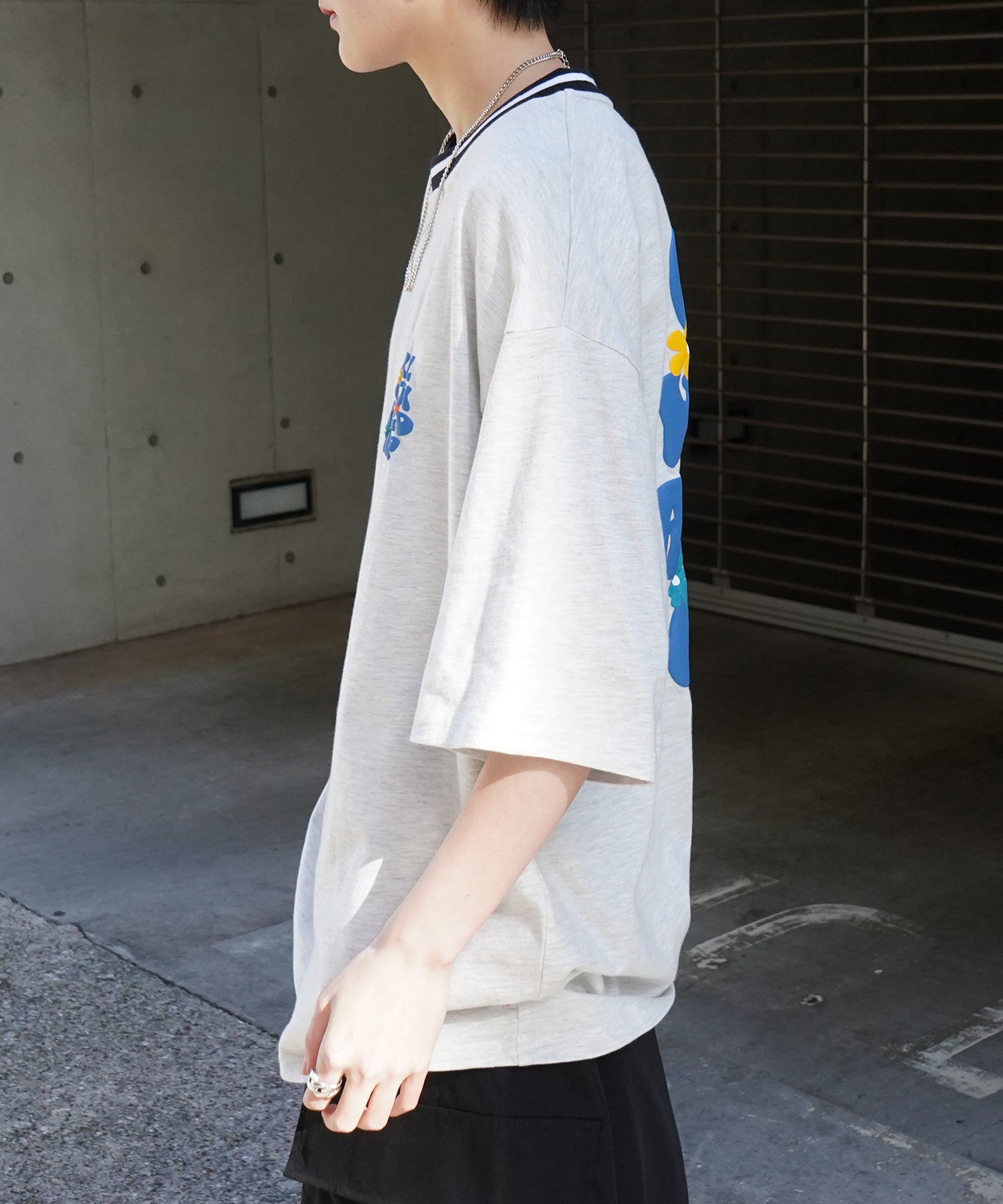 25SS【RED CAP GIRL】リブライン / バックプリント / ワンポイント刺繍 ビッグシルエット 半袖Tシャツ