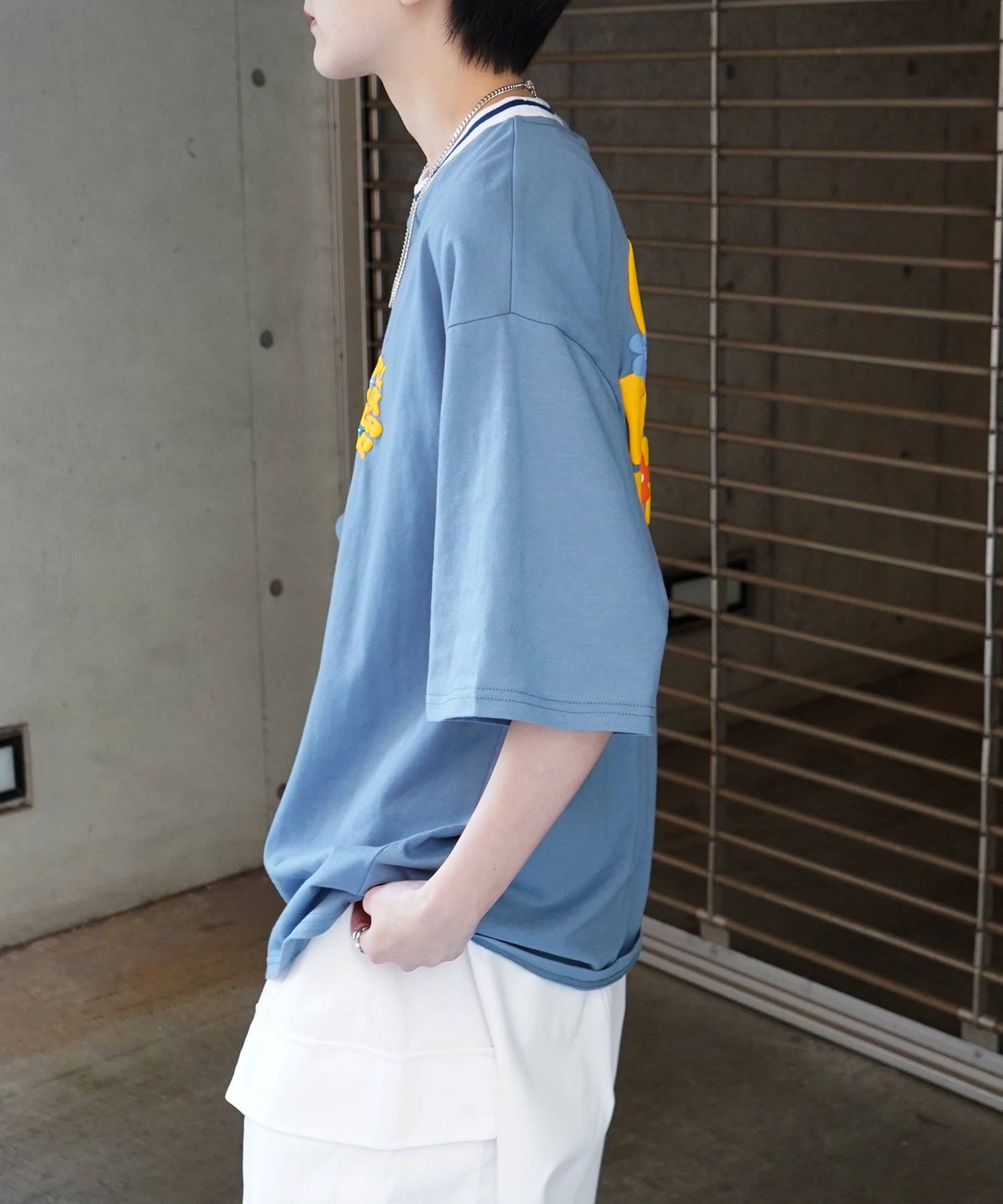 25SS【RED CAP GIRL】リブライン / バックプリント / ワンポイント刺繍 ビッグシルエット 半袖Tシャツ