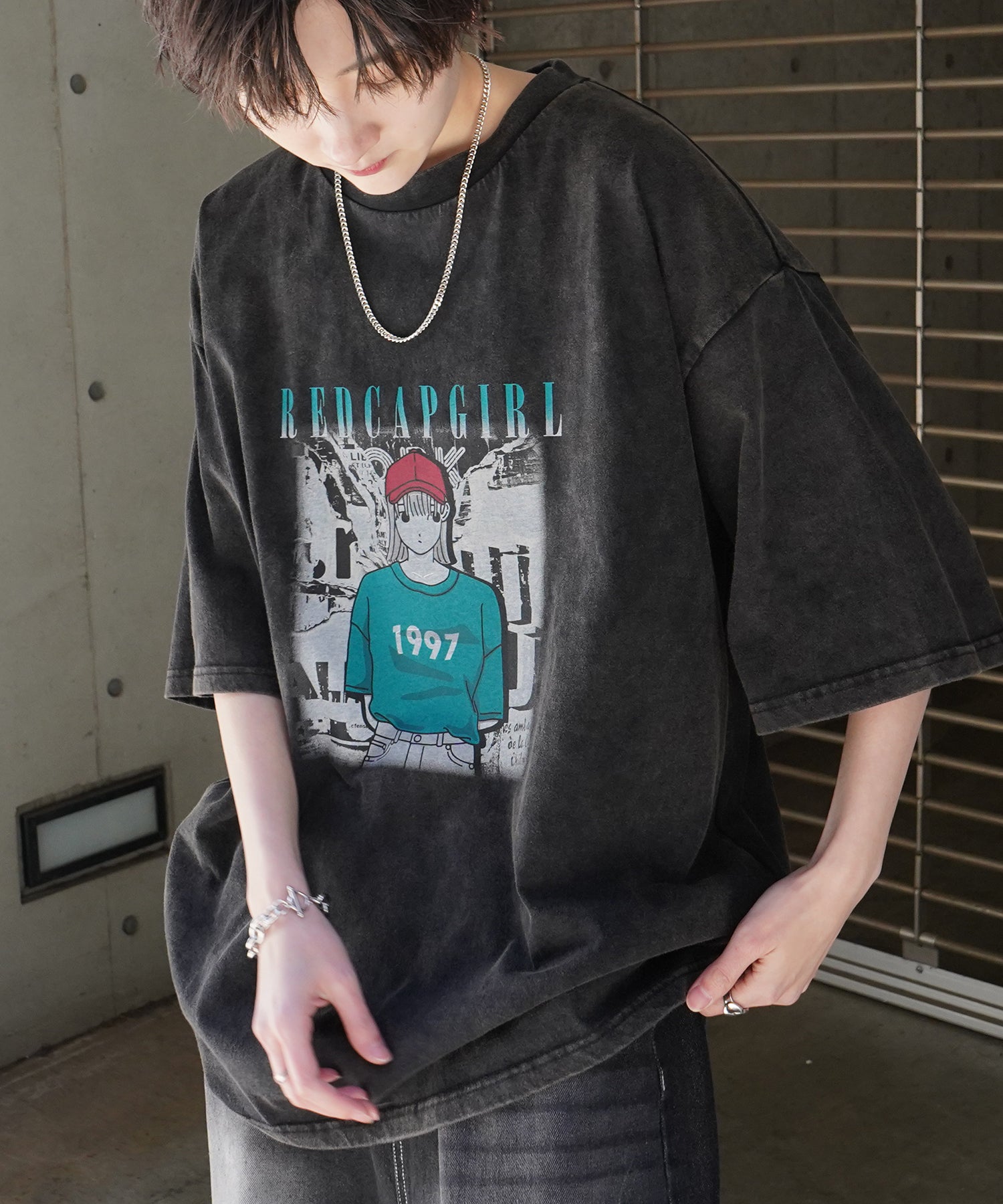 【RED CAP GIRL】25SS レトロ ヴィンテージライク ピグメント加工 ビッグシルエットTシャツ
