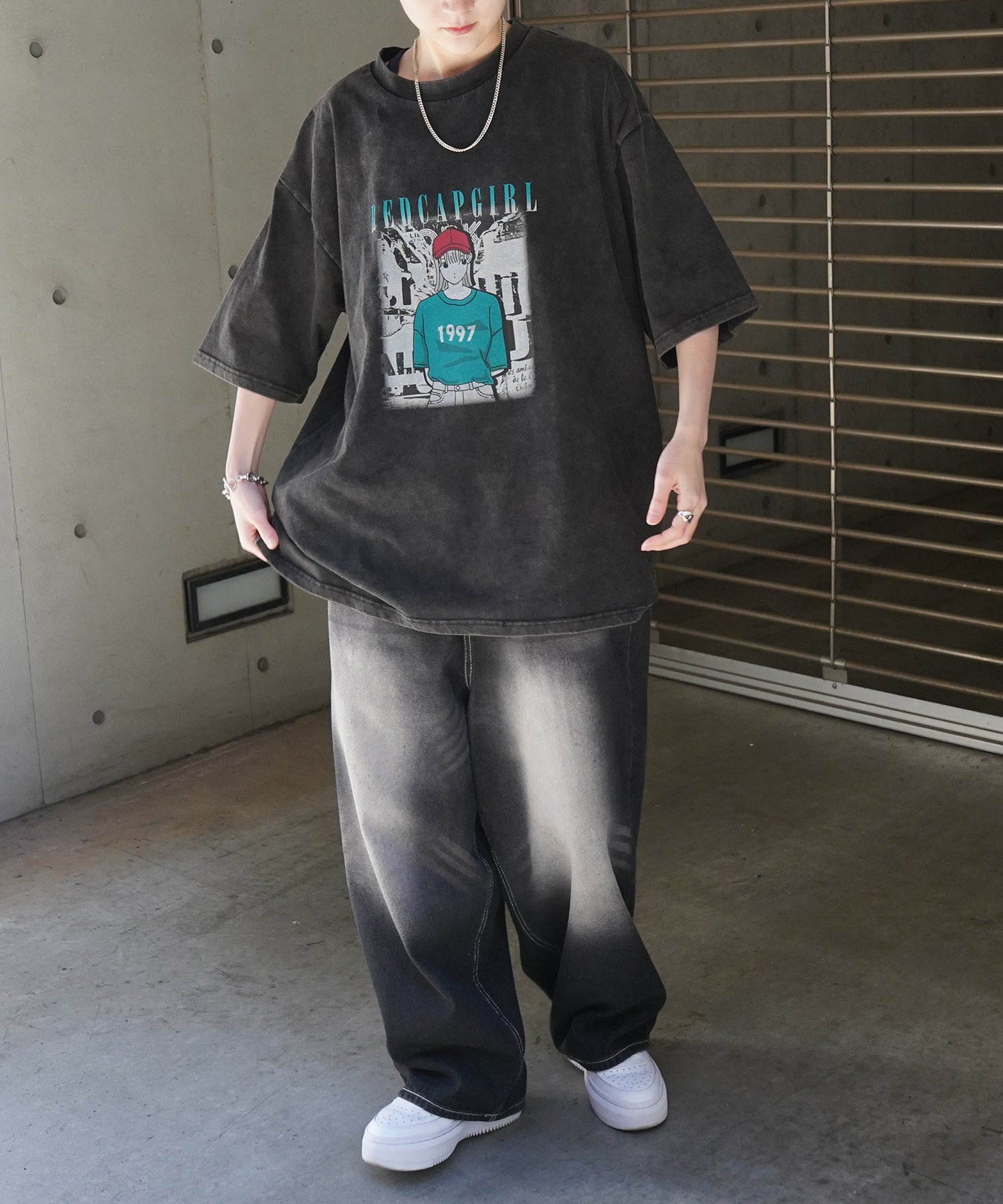 【RED CAP GIRL】25SS レトロ ヴィンテージライク ピグメント加工 ビッグシルエットTシャツ