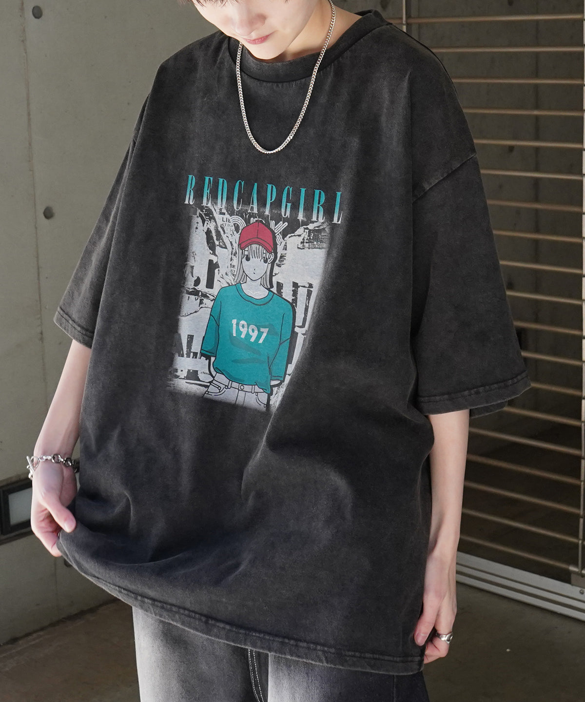 【RED CAP GIRL】25SS レトロ ヴィンテージライク ピグメント加工 ビッグシルエットTシャツ