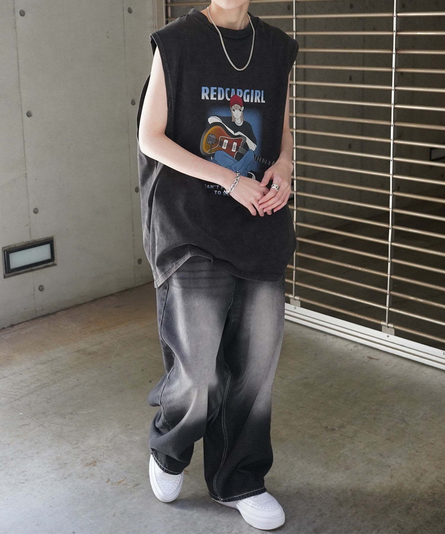 【RED CAP GIRL】25SS レトロ ヴィンテージライク ピグメント加工 ビッグシルエットノースリーブ カットソー