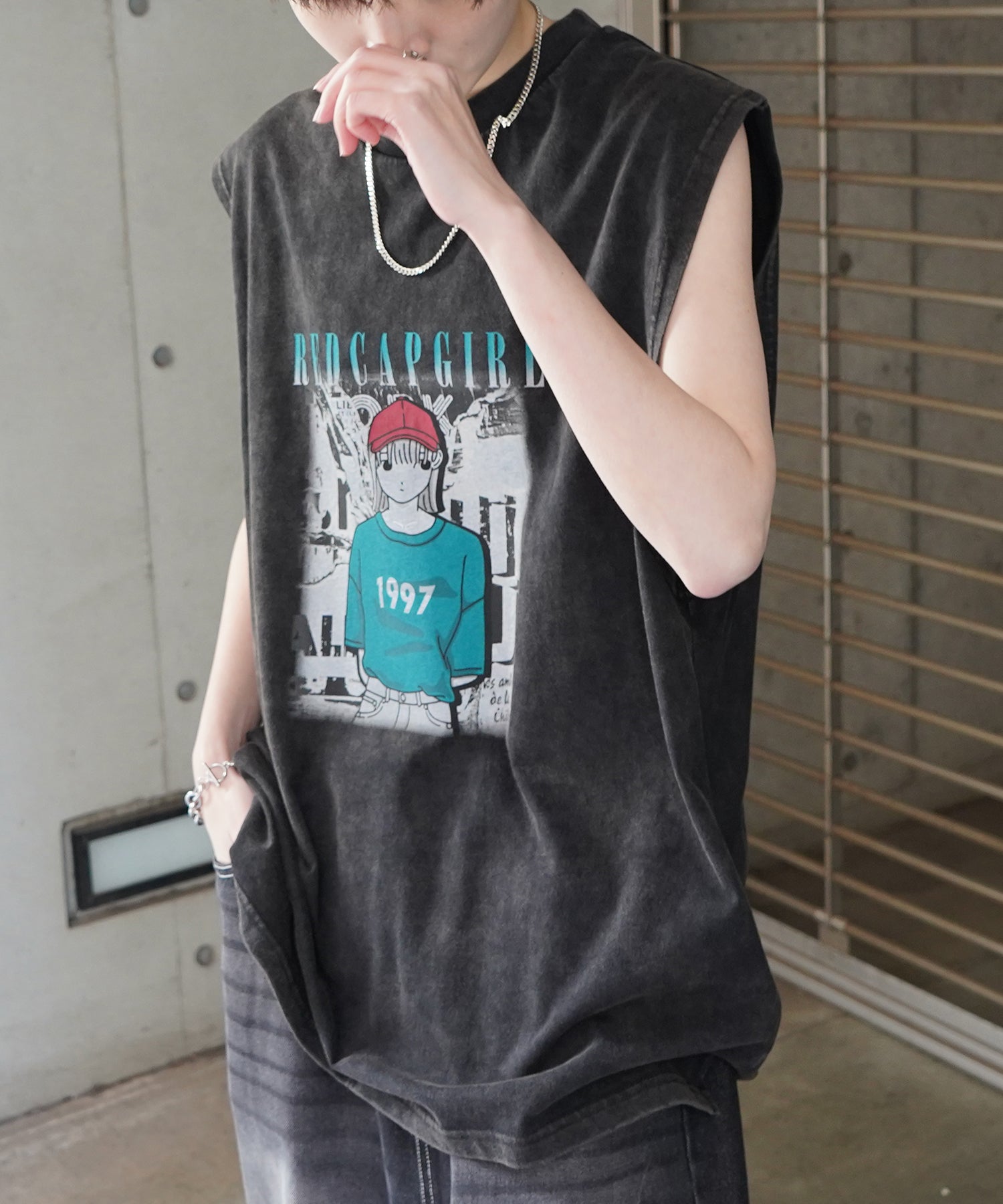 【RED CAP GIRL】25SS レトロ ヴィンテージライク ピグメント加工 ビッグシルエットノースリーブ カットソー