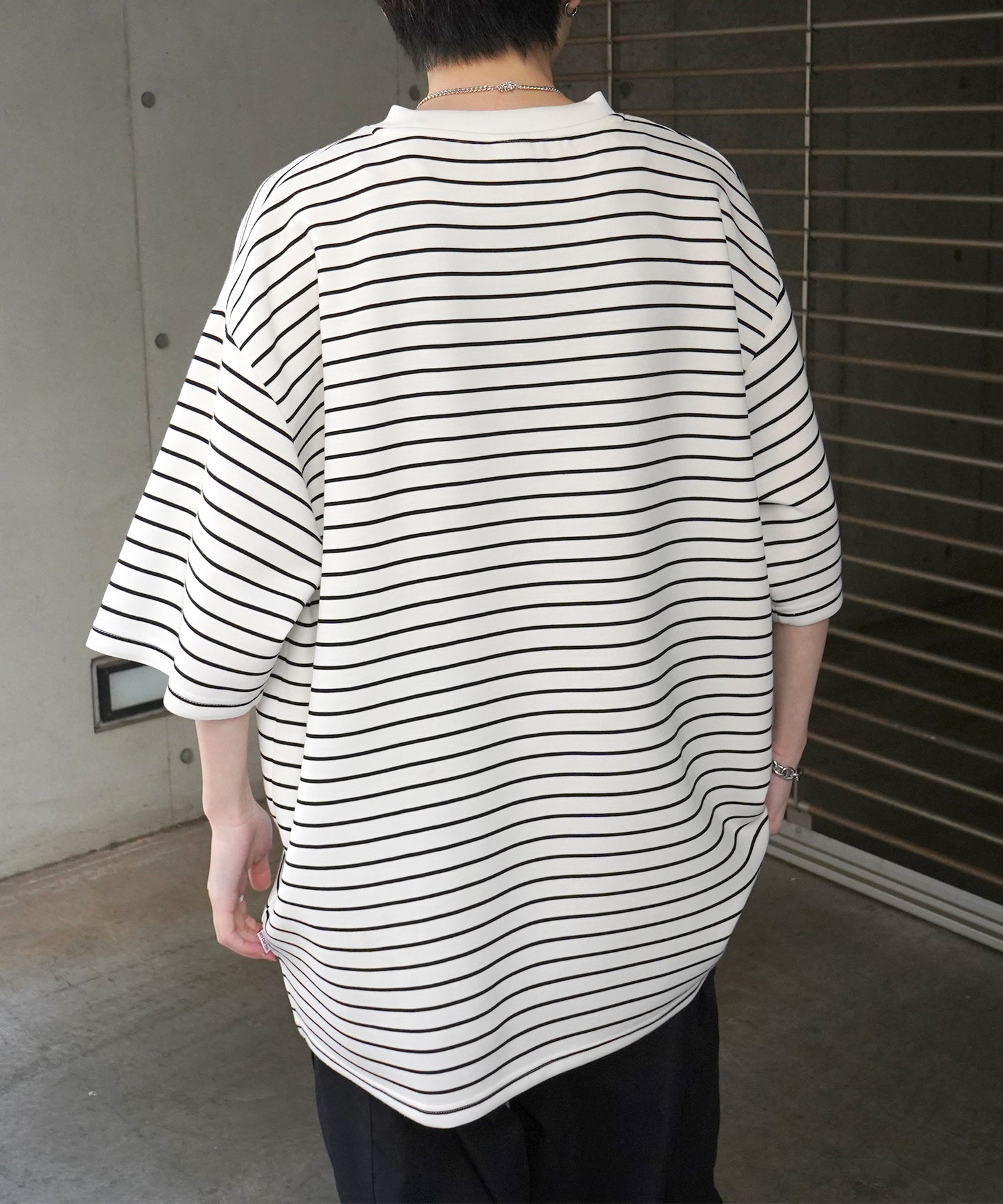 【RED CAP GIRL】24SS ビッグシルエット ワンポイント刺繍 ボーダー ドレープとろみ リンガーTシャツ