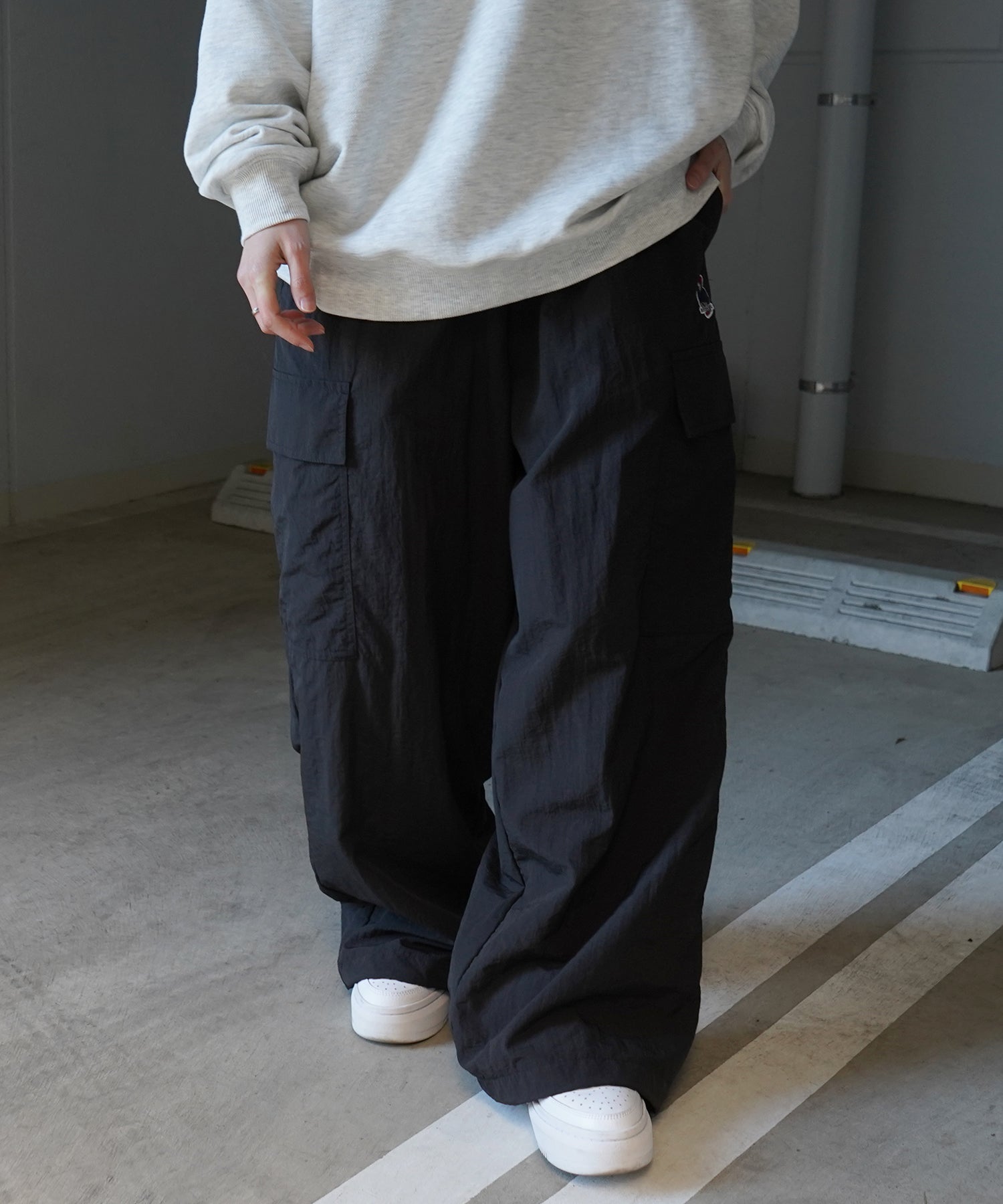 【RED CAP GIRL】セットアップ対応 ワイドポケット 裾ドローコード ワイドカーゴパンツ