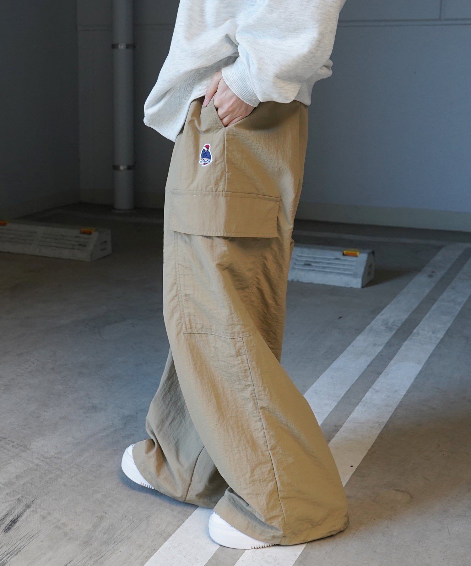 【RED CAP GIRL】セットアップ対応 ワイドポケット 裾ドローコード ワイドカーゴパンツ