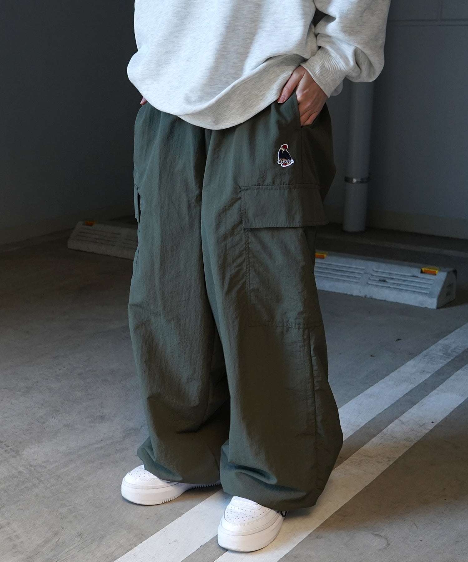 【RED CAP GIRL】セットアップ対応 ワイドポケット 裾ドローコード ワイドカーゴパンツ