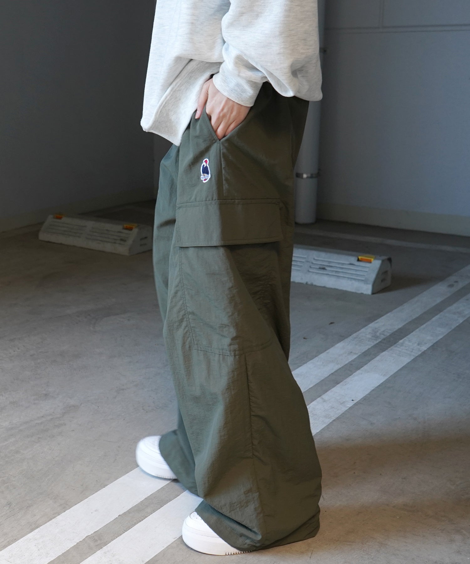 【RED CAP GIRL】セットアップ対応 ワイドポケット 裾ドローコード ワイドカーゴパンツ