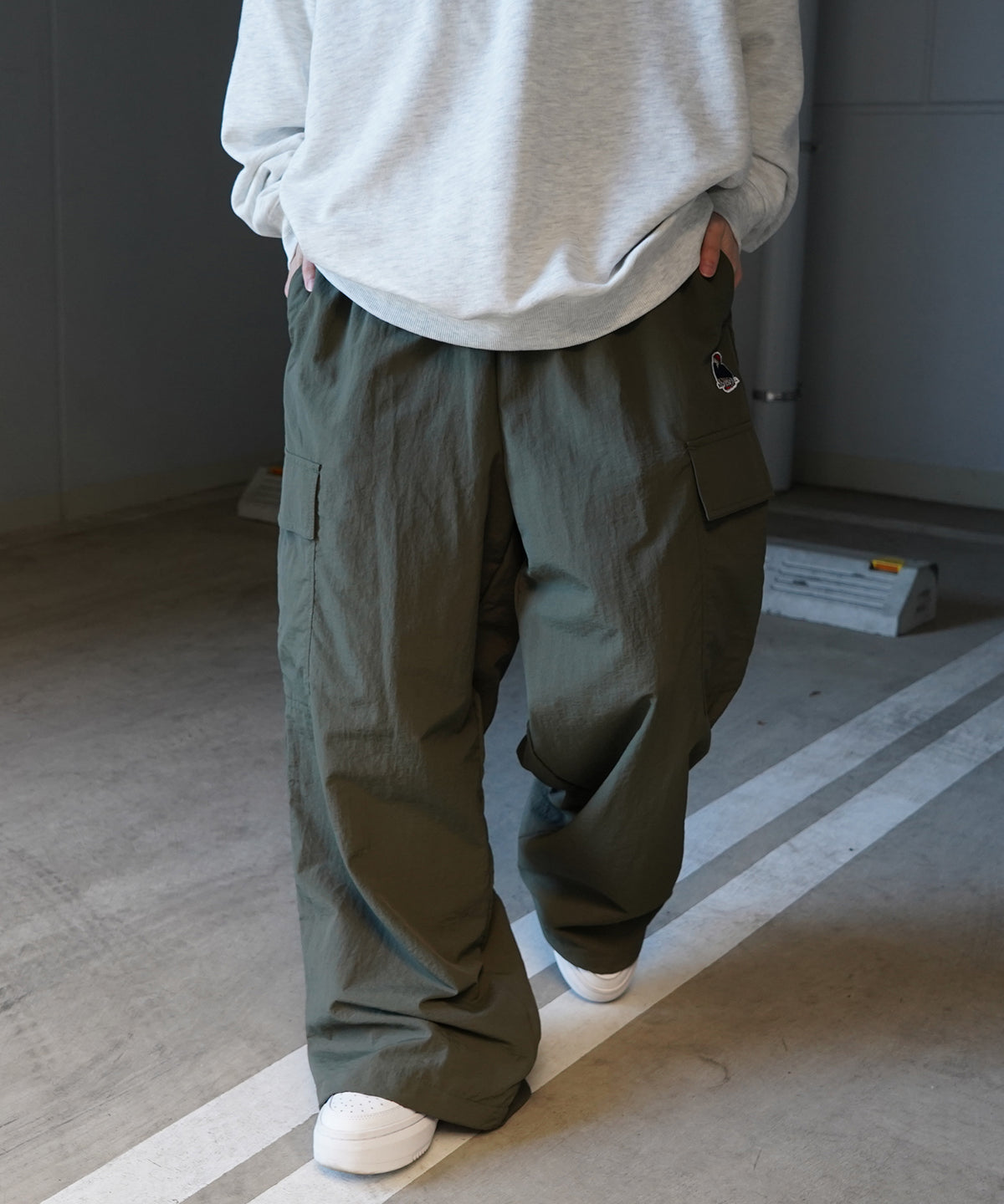 【RED CAP GIRL】セットアップ対応 ワイドポケット 裾ドローコード ワイドカーゴパンツ