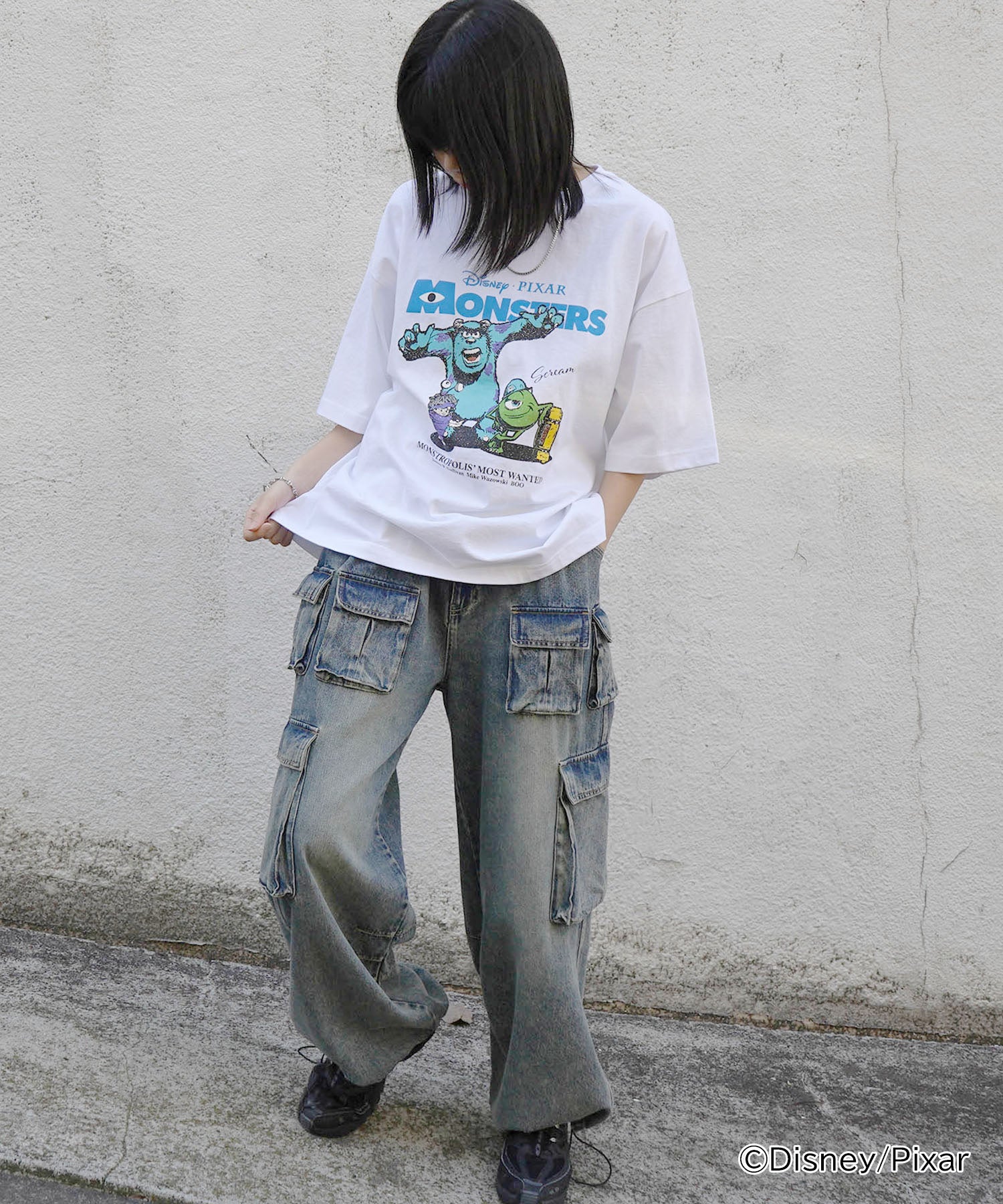 25SS【Disney Pixar / ディズニーピクサー】モンスターズ・インク ビッグシルエット半袖プリントTシャツ