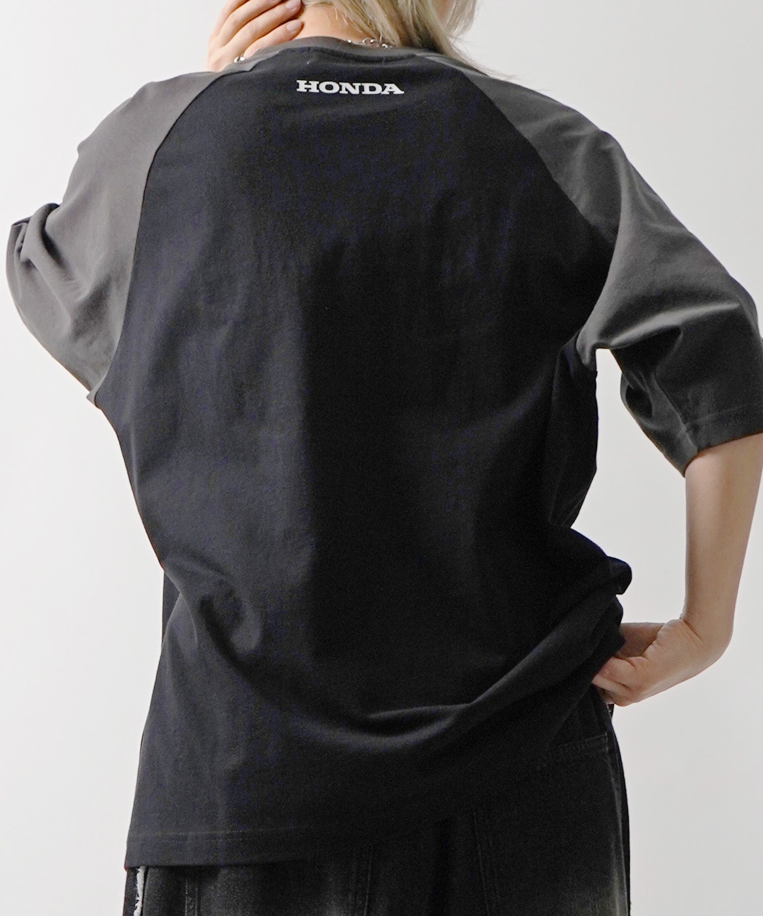 25SS【HONDA / ホンダ】フロントプリント ボックスシルエット ラグラン半袖Tシャツ