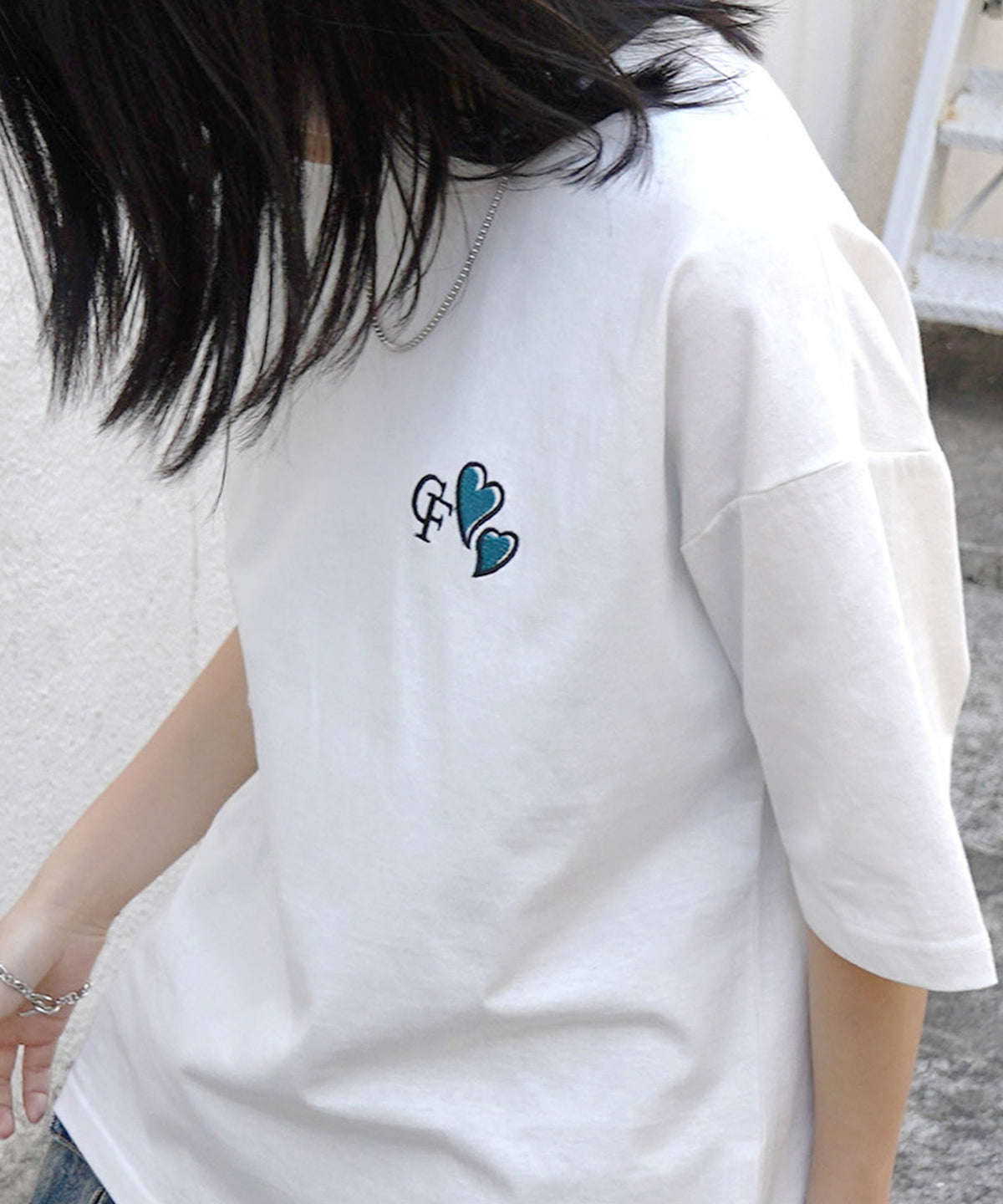 25SS ハートワンポイント刺繍 半袖Tシャツ